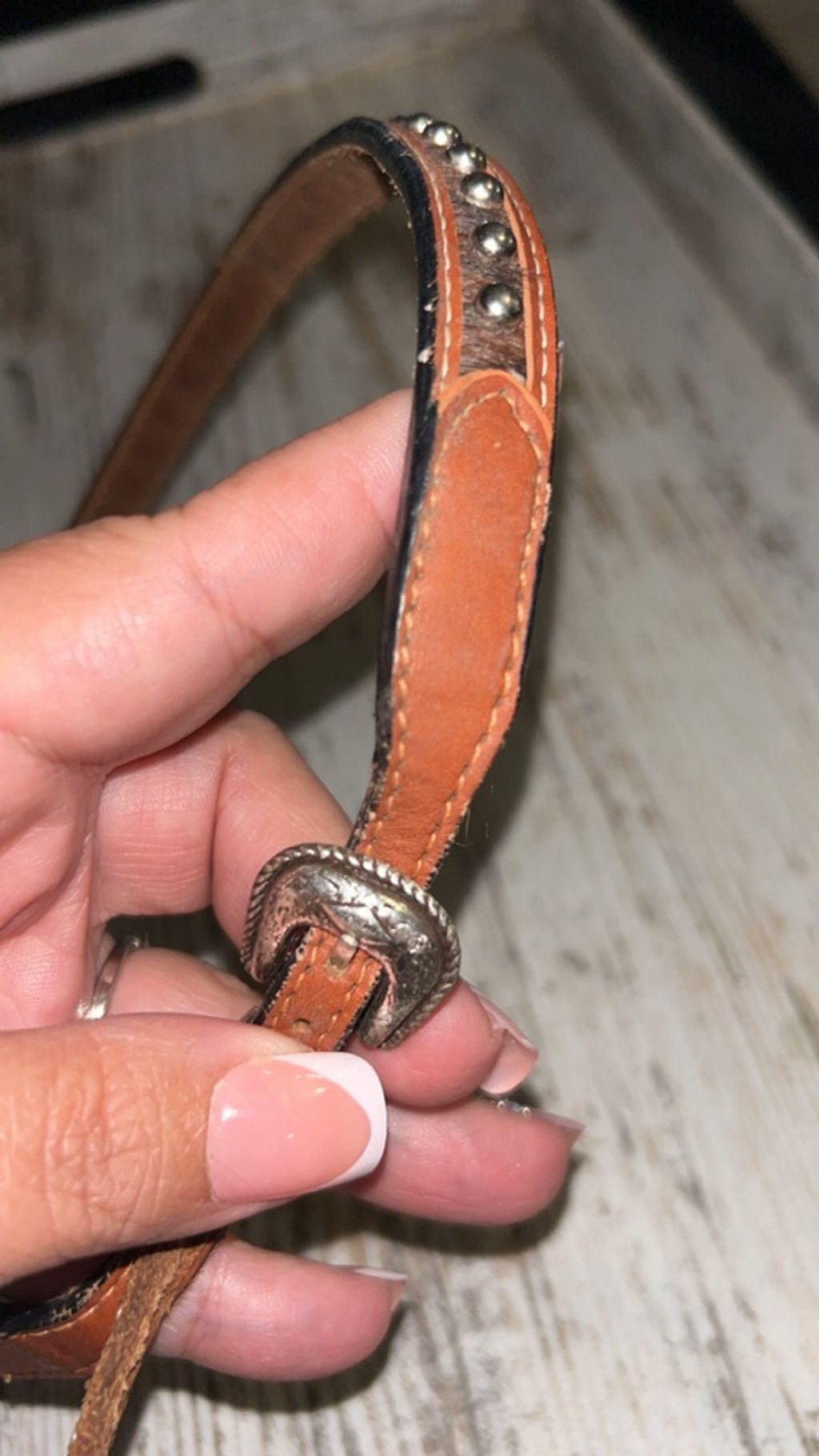 The Unbranded Brand Women's Unbranded Studded Leather Belt One Size Brown Black Size ONE SIZE - 3 Thumbnail