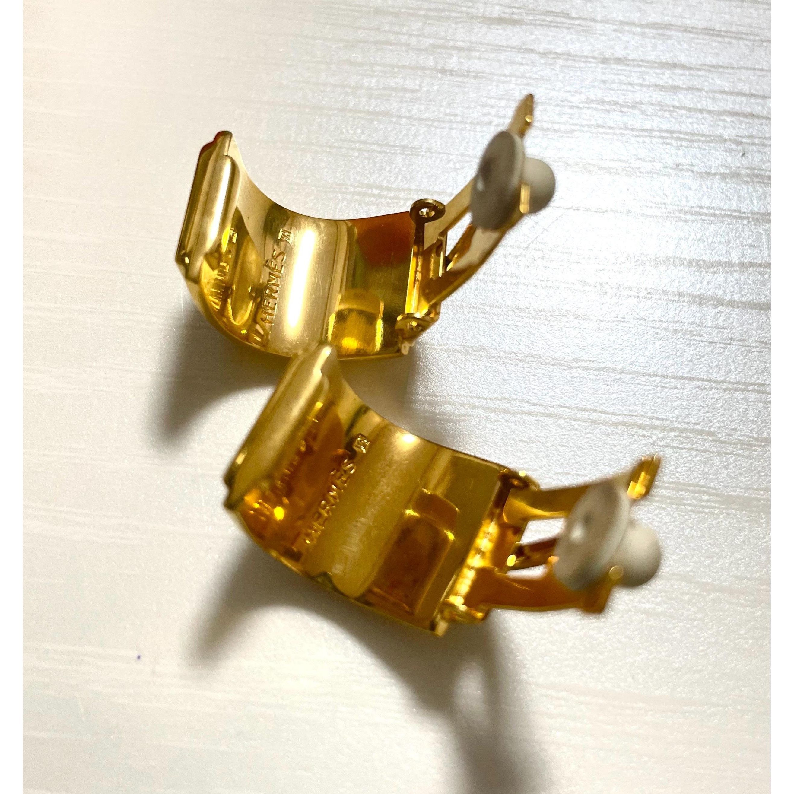 Hermes Vintage Hermes cloisonne enamel golden earrings with rabbit, Size ONE SIZE - 4 Thumbnail