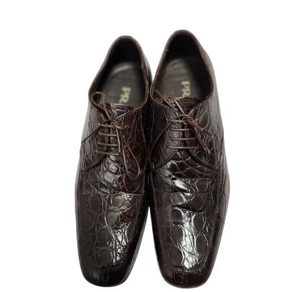 Prada Prada Brown Crocodile Leather Dress Shoes Size US 6.5 / EU 39-40 - 1 Thumbnail