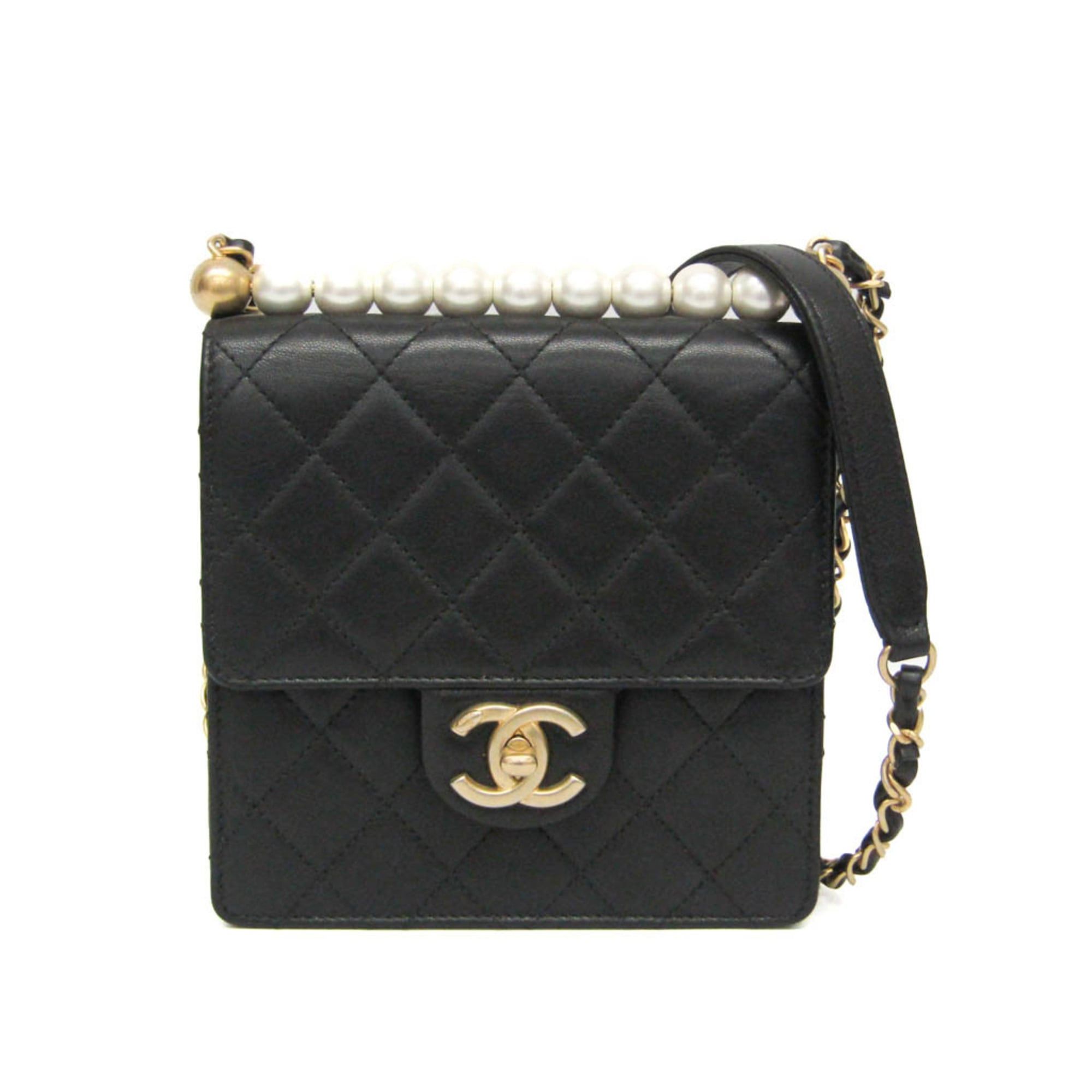 Chanel Chanel Matelasse Chain Shoulder Bag Women's Leather,Artificial Pearl Shoulder Bag Black Size ONE SIZE - 1 Thumbnail