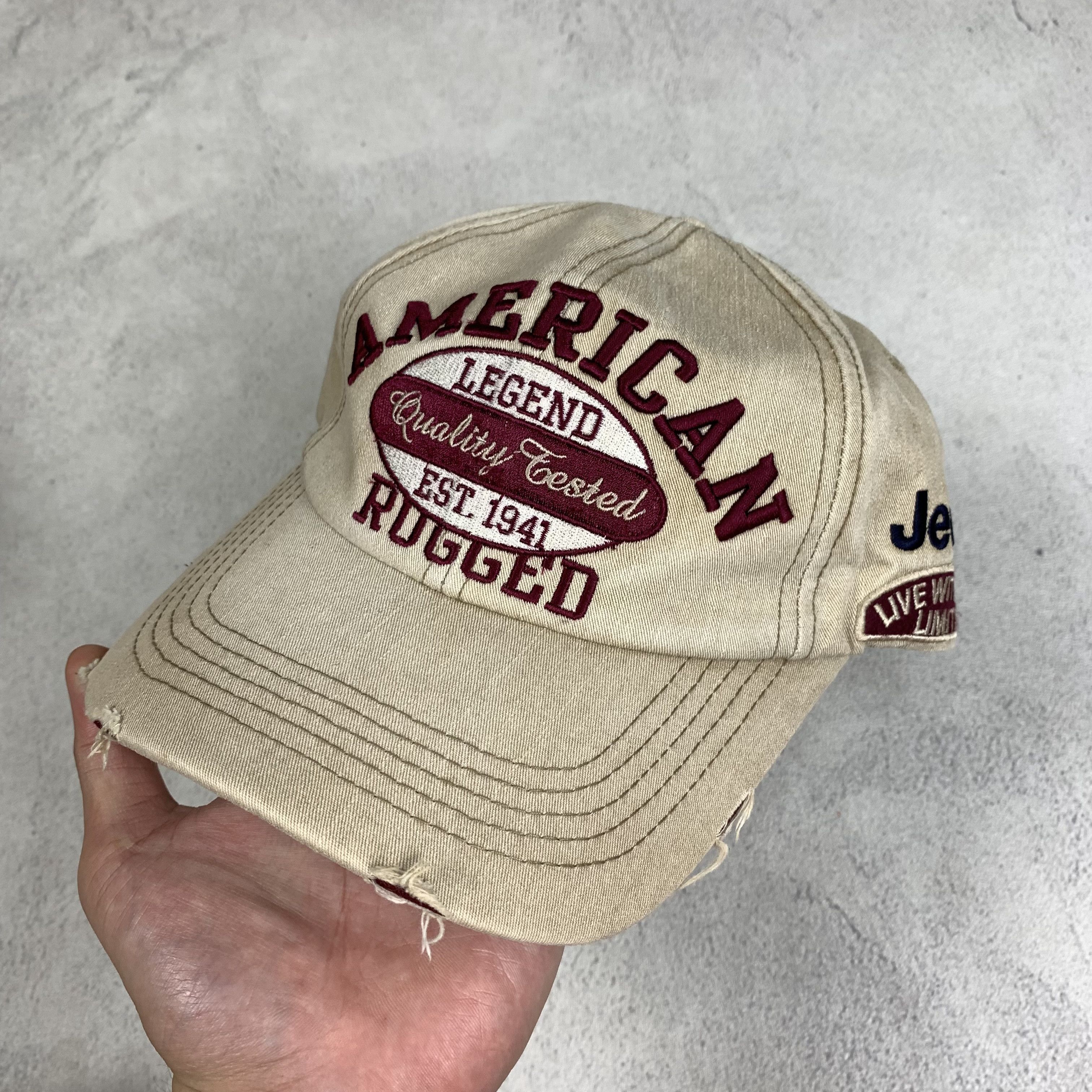 Vintage Jeep Distressed Hat Cap American Rugged Y2K Size ONE SIZE - 1 Thumbnail