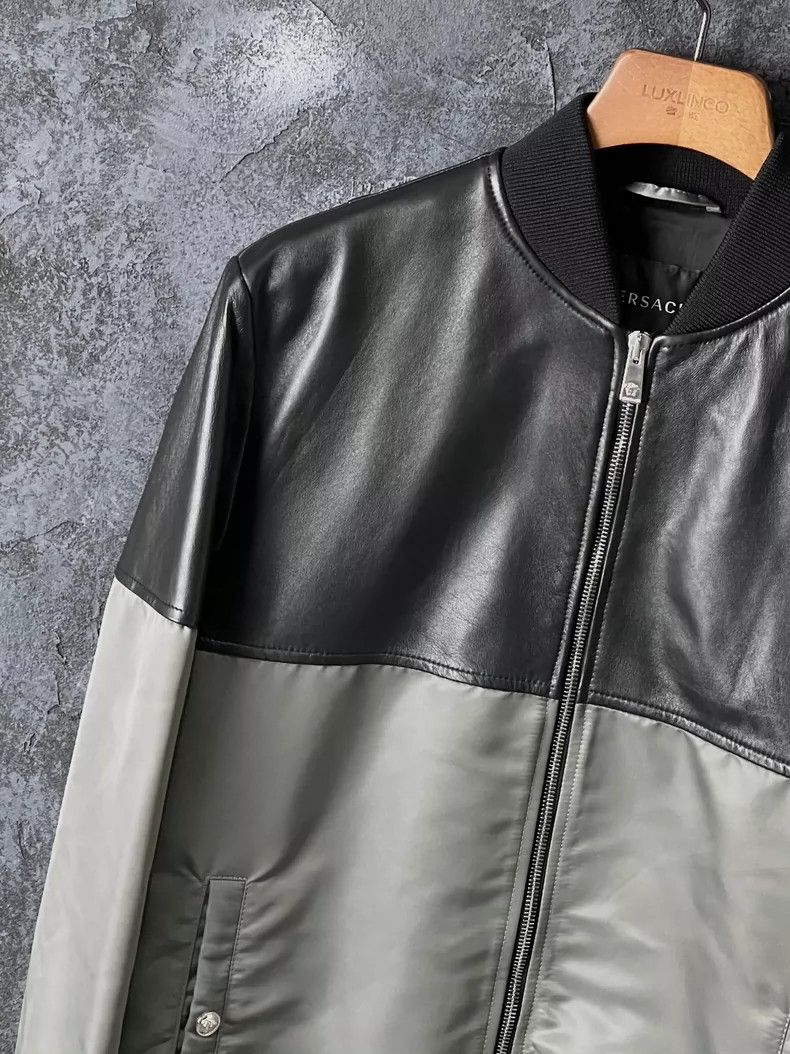 Versace Versace Sheepskin panelled baseball collar jacket Size US S / EU 44-46 / 1 - 5 Thumbnail