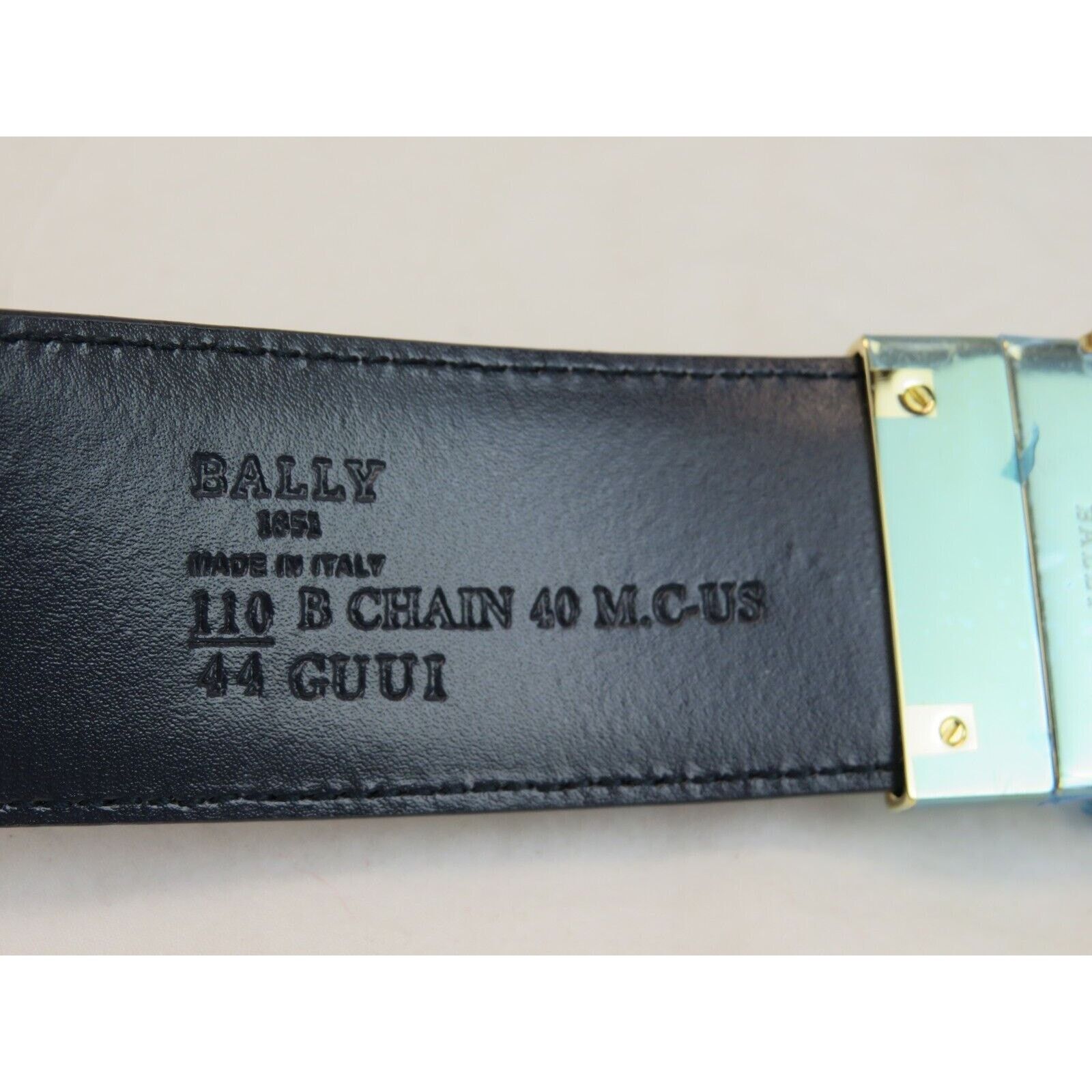 Bally B CHAIN BUCKLE ADJUSTABLE BLUE CROC LEATHER WEB BELT 110 44 Size 44 - 9 Thumbnail