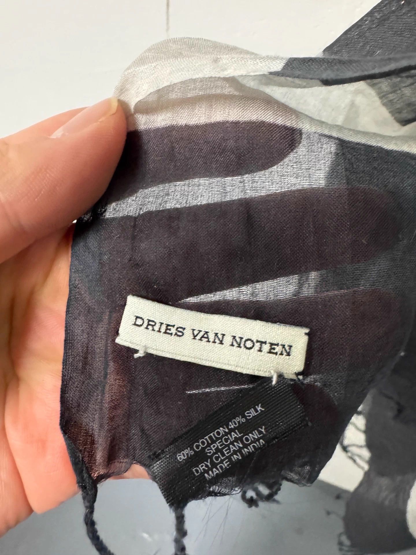 Dries Van Noten DRIES VAN NOTEN geometric black white cotton silk scarf Size ONE SIZE - 2 Thumbnail