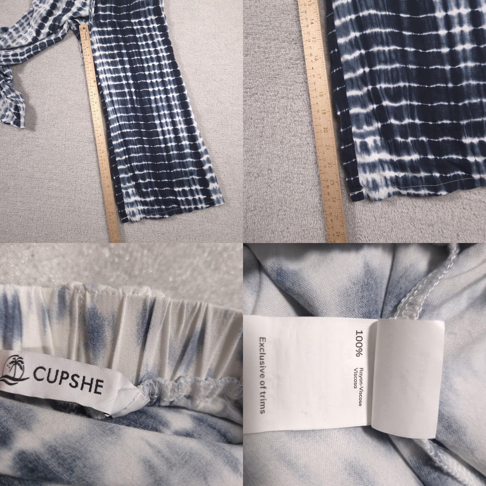 Vintage VINTAGE Cupshe Pants Womens S Blue White Tie Dye Wide Leg Rayon Lounge Beach Size 28" / US 6 / IT 42 - 8 Thumbnail