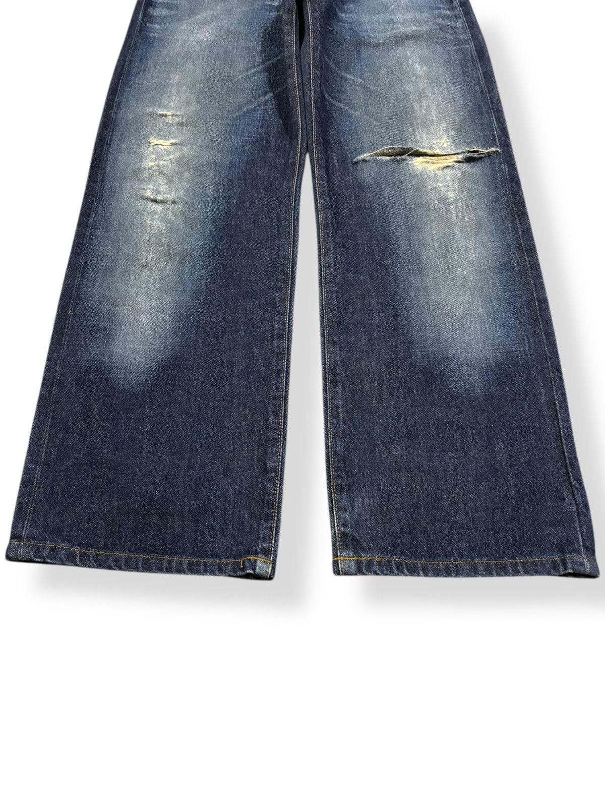 Wrangler Vintage Wrangler Selvedge Blue Wash Baggy Distressed Jeans Size US 29 - 8 Thumbnail