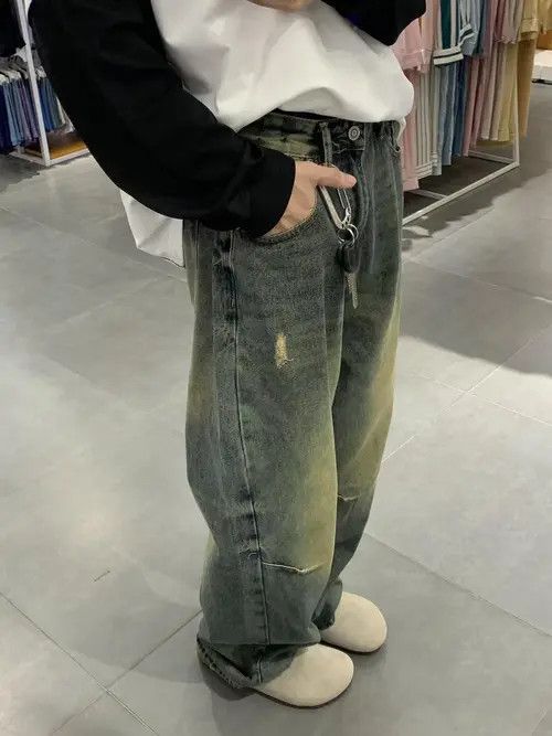 Handmade × Japanese Brand × Jean Washed distressed all-match straight jeans Size US 32 / EU 48 - 2 Thumbnail