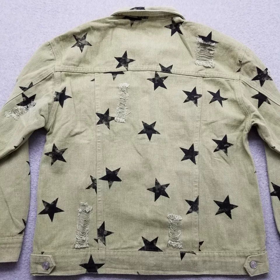 Other Zayla Jacket Womens Large Green Stars Denim Distressed Size L / US 10 / IT 46 - 6 Thumbnail
