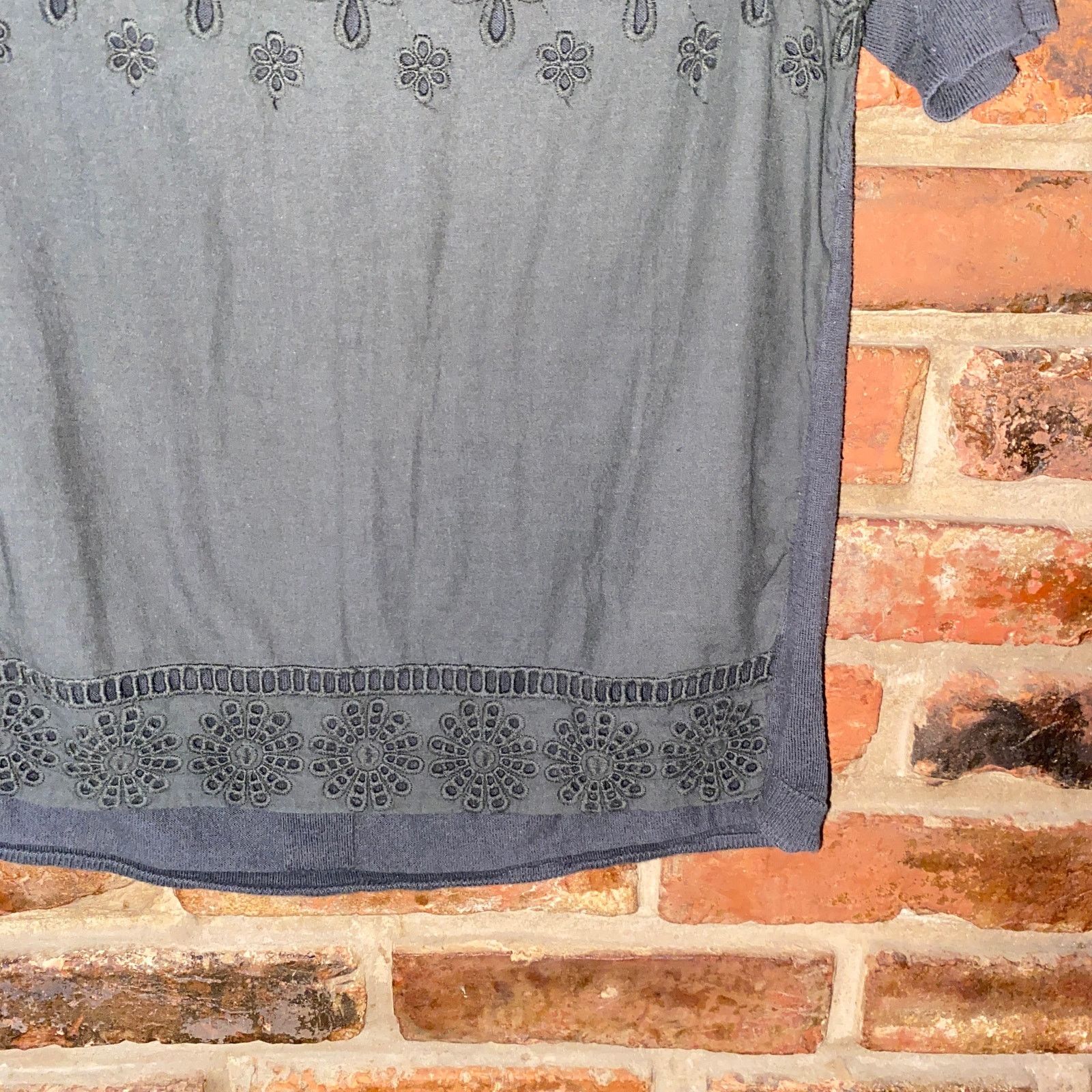 Other Kew 159 Gray Short Sleeve Eyelet Lattice Top Small Size S / US 4 / IT 40 - 3 Thumbnail