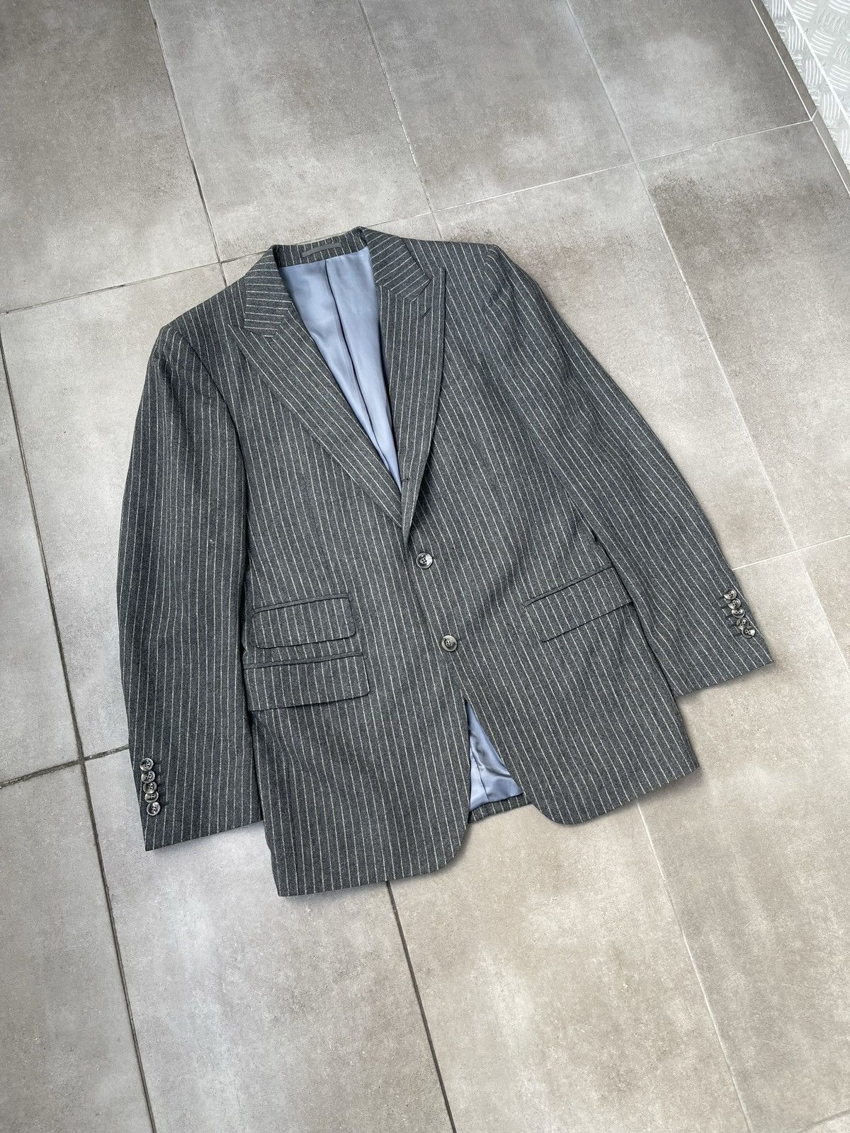 Suitsupply SS12 Suitsupply White Striped Grey Wool Casual Blazer Size 42S - 7 Thumbnail