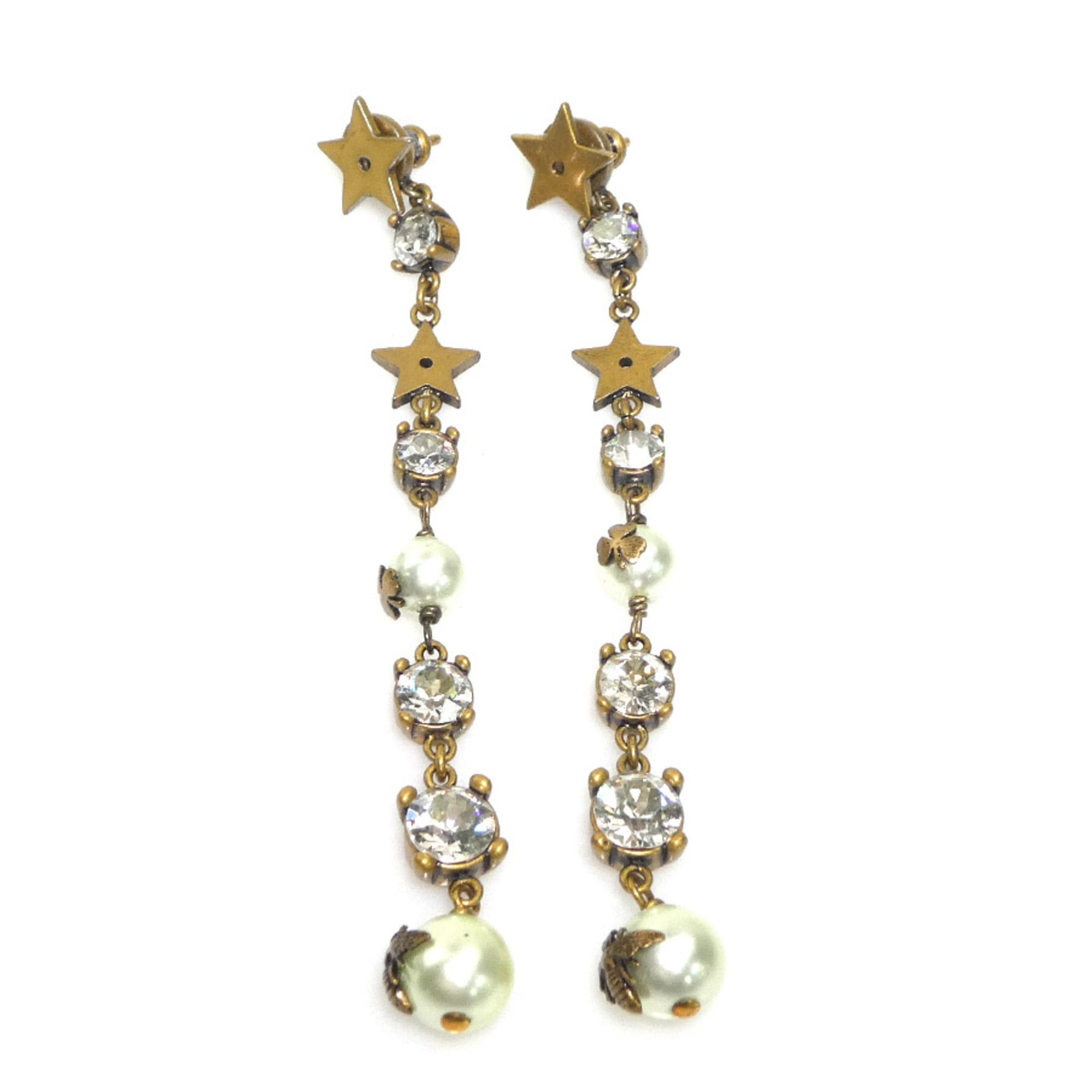 Dior Christian Dior earrings, metal, faux pearl, gold, white, women's, h32155k Size ONE SIZE - 1 Thumbnail