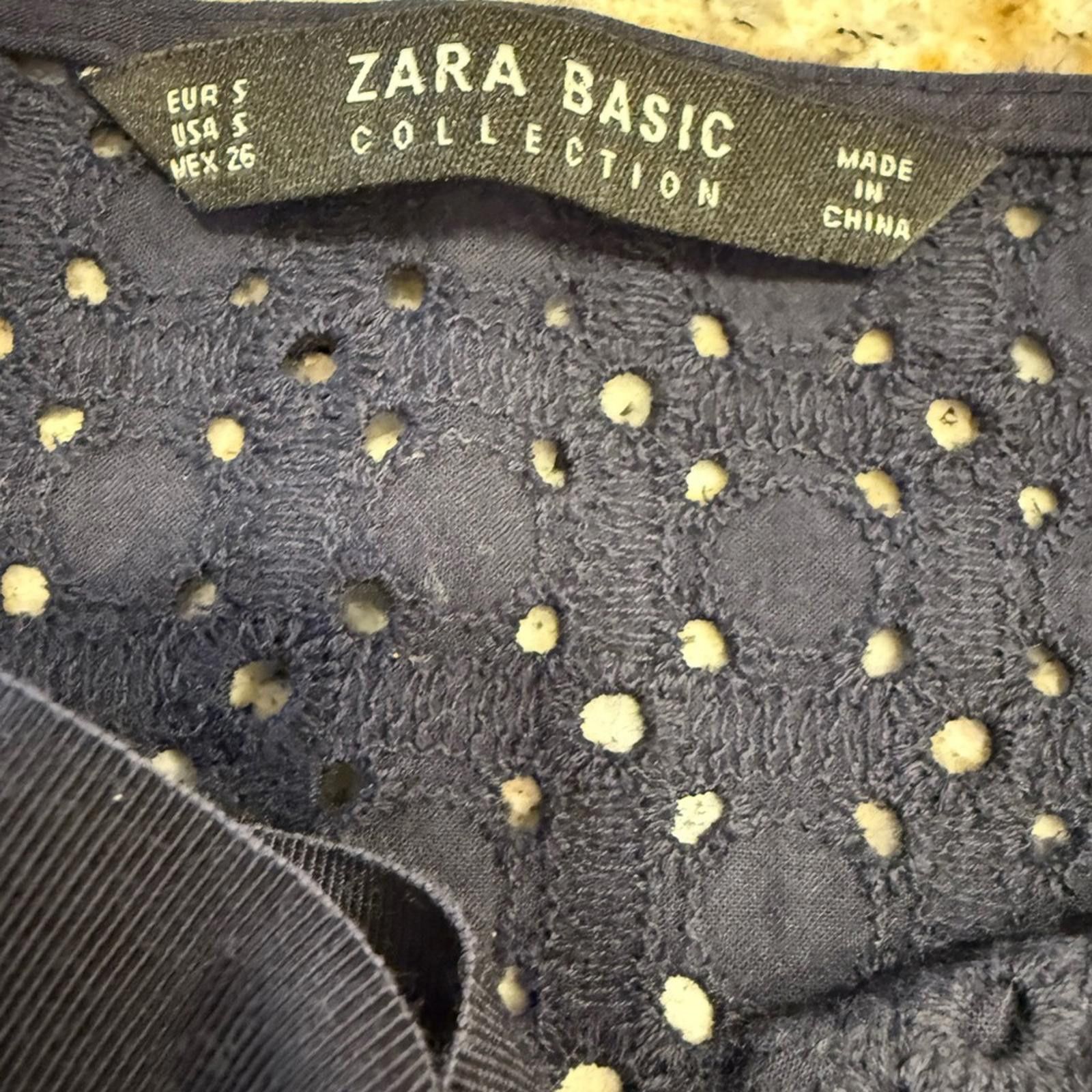 Zara Zara navy blue islet lace crop top lace up SZ SM Size S / US 4 / IT 40 - 6 Thumbnail