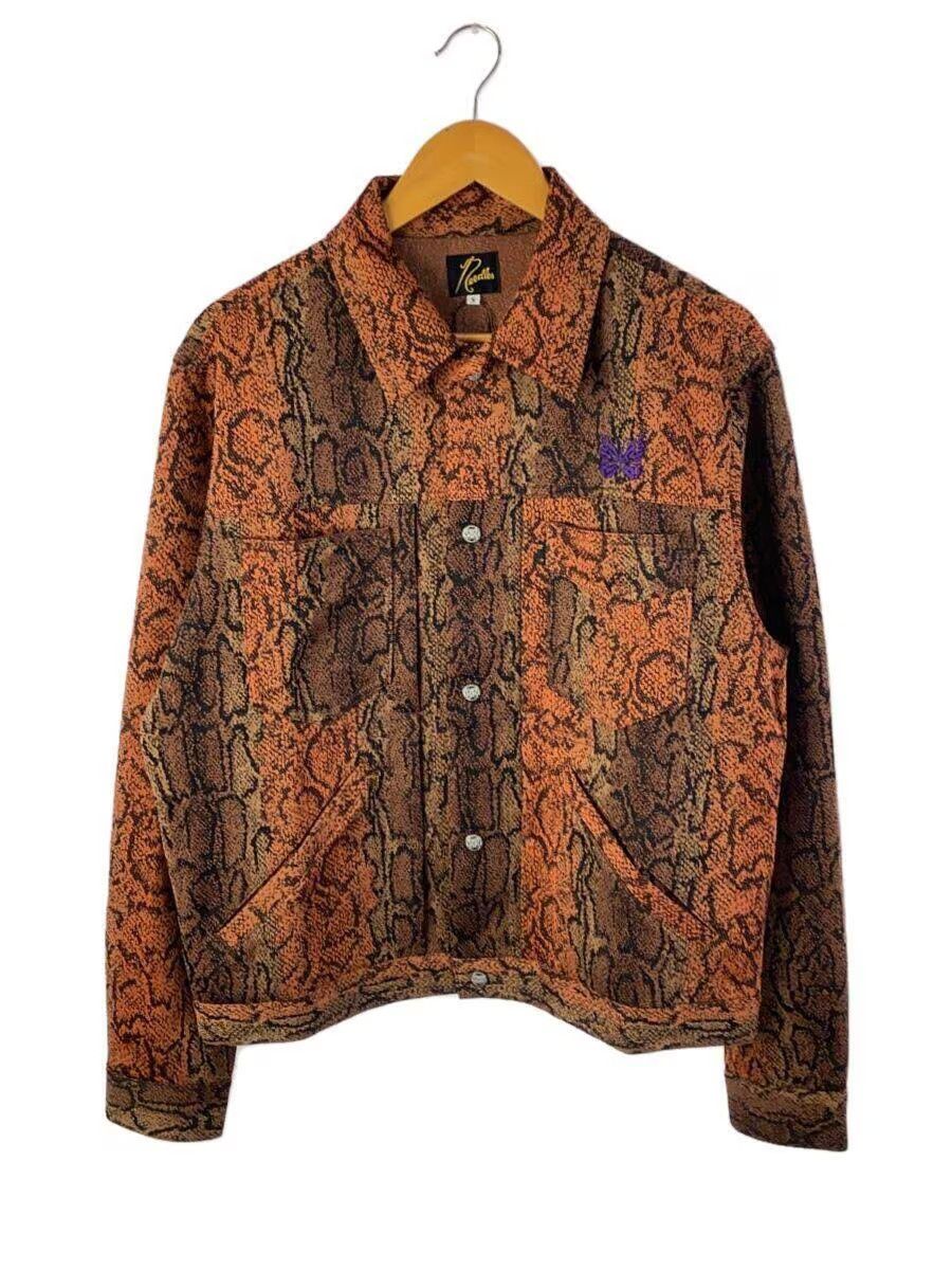 image of Needles Aw23 Snakeskin Print Penny Jacket in Orange, Men's (Size Small)