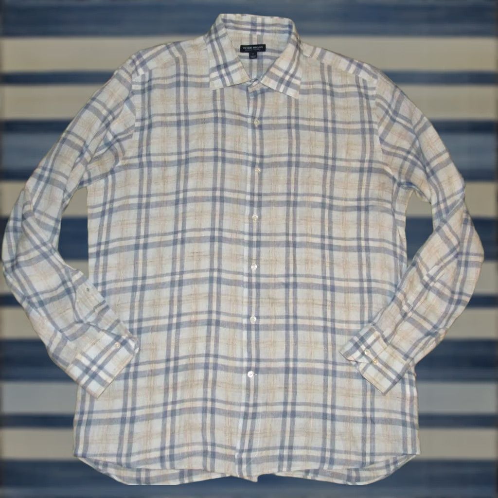 Peter Millar PETER MILLAR Crown Crafted Linen Long Sleeve Button Down Shirt Large Size US L / EU 52-54 / 3 - 1 Thumbnail
