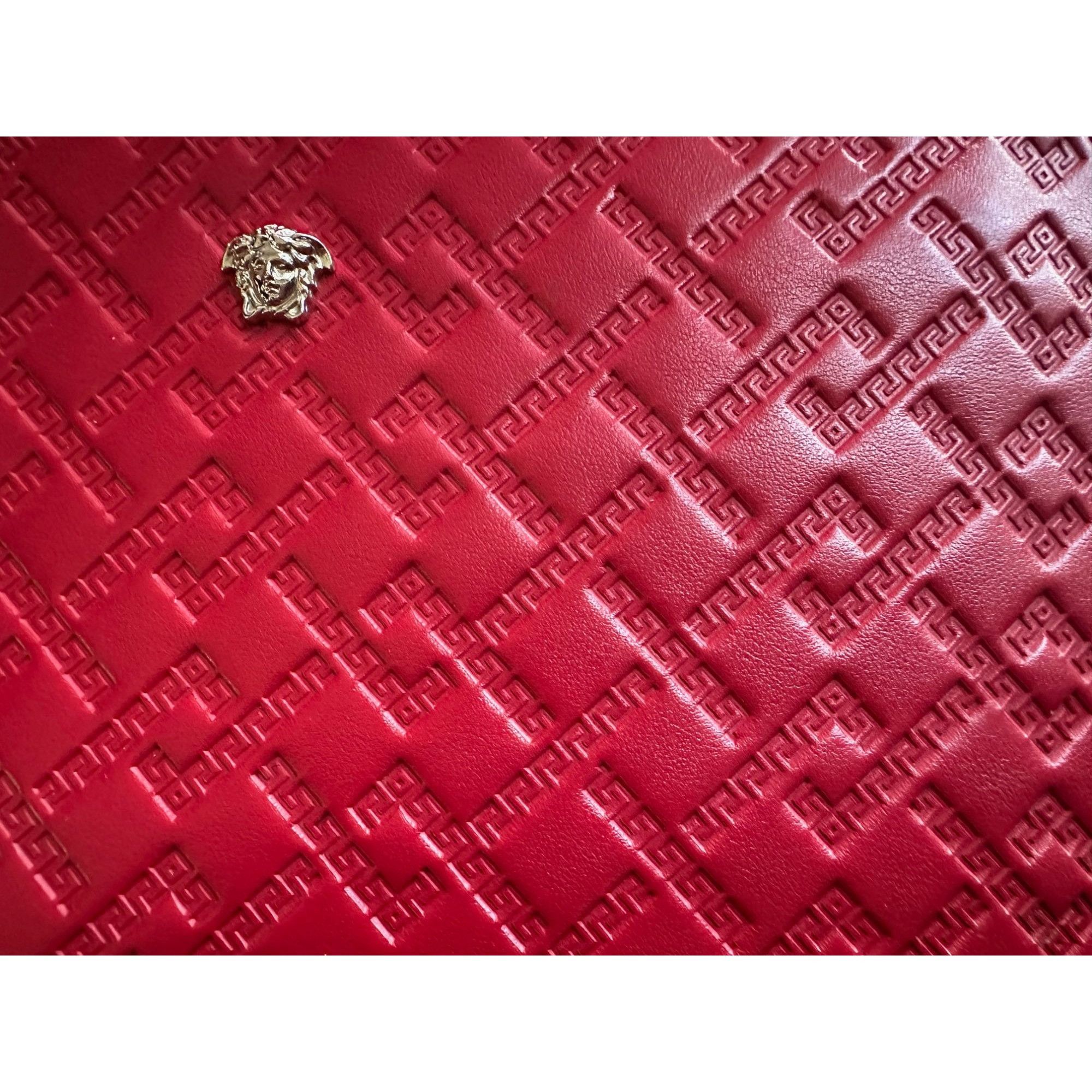 Versace Versace Large Red Logo Print Leather Wristlet Clutch Size ONE SIZE - 12 Thumbnail