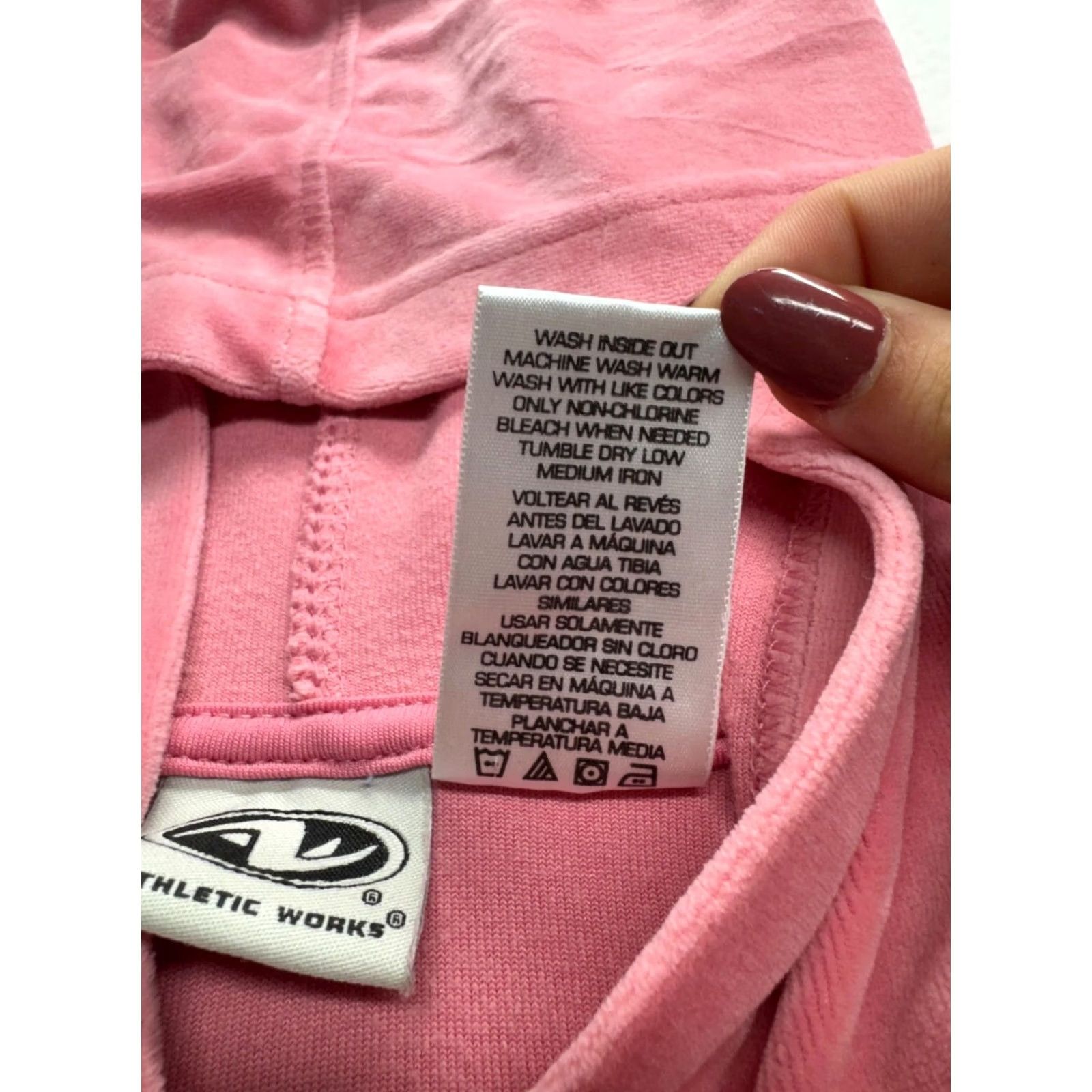 Athletic Works Athletic Works Pink Velour Hoodie & Wide-Leg Pants Set L Unisex Adults Size L / US 10 / IT 46 - 6 Thumbnail