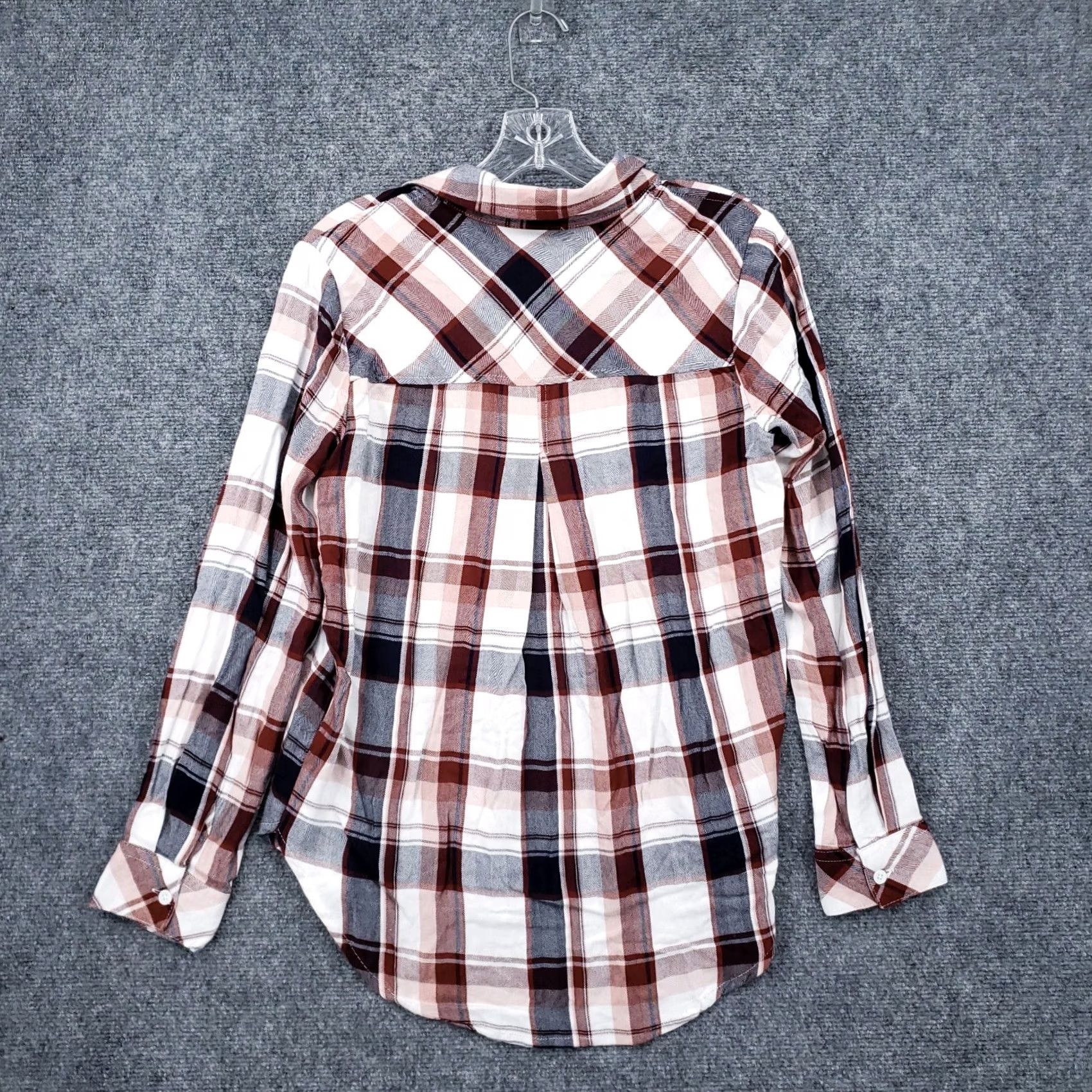 Vintage Altar'd State Shirt XS Brown White Plaid Button Up Long Sleeve Extra Small Women Size XS / US 0-2 / IT 36-38 - 2 Thumbnail