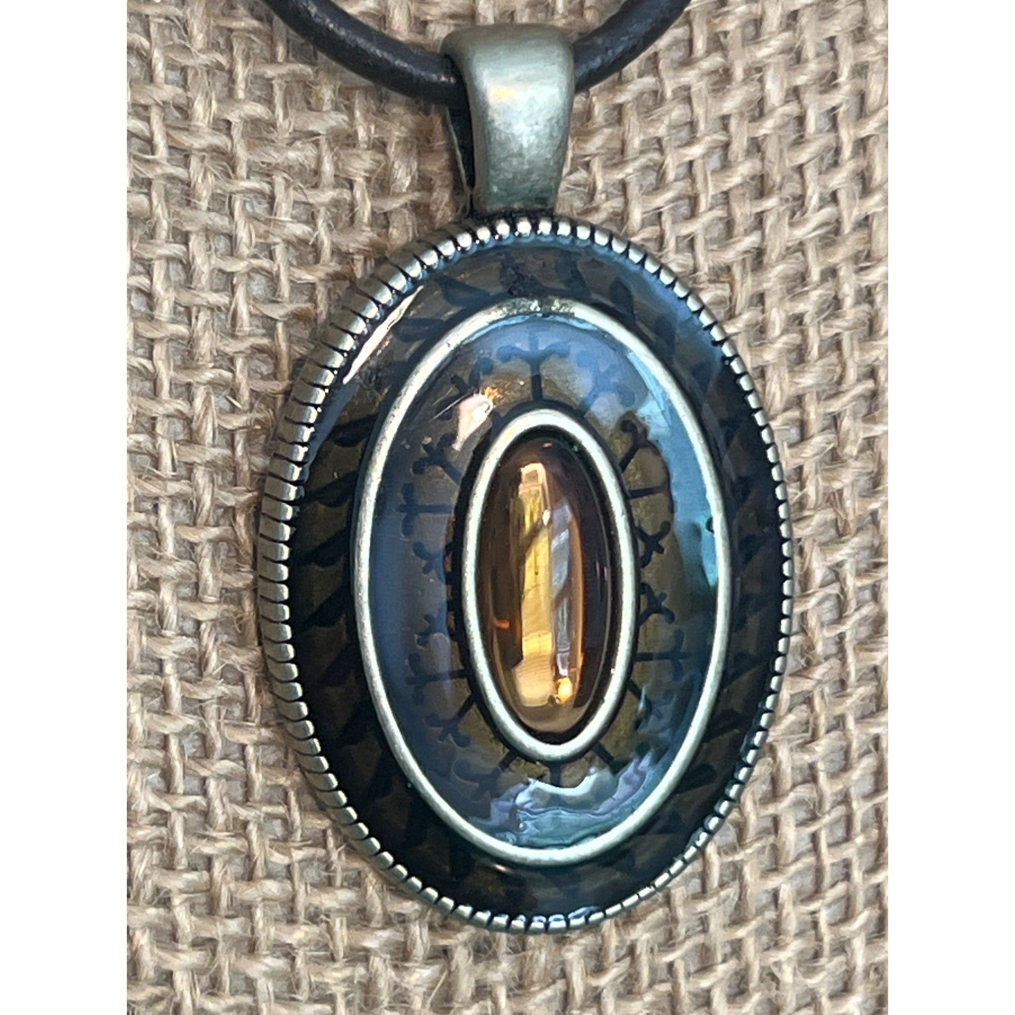 Other Lia Sophia Realm Brown Enamel Glass Bead Oval Pendant Neckla Size ONE SIZE - 2 Thumbnail
