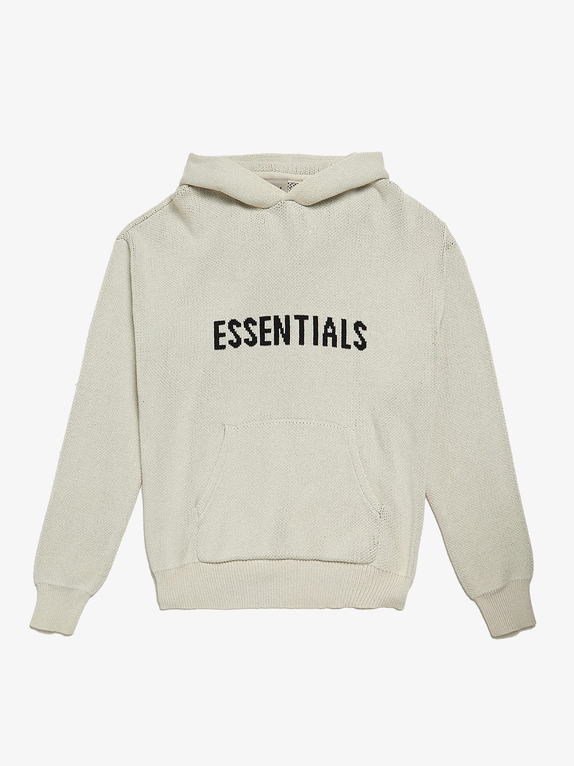 Essentials Milk Knitted Logo Embroidered Cotton and Polyester Hoodie