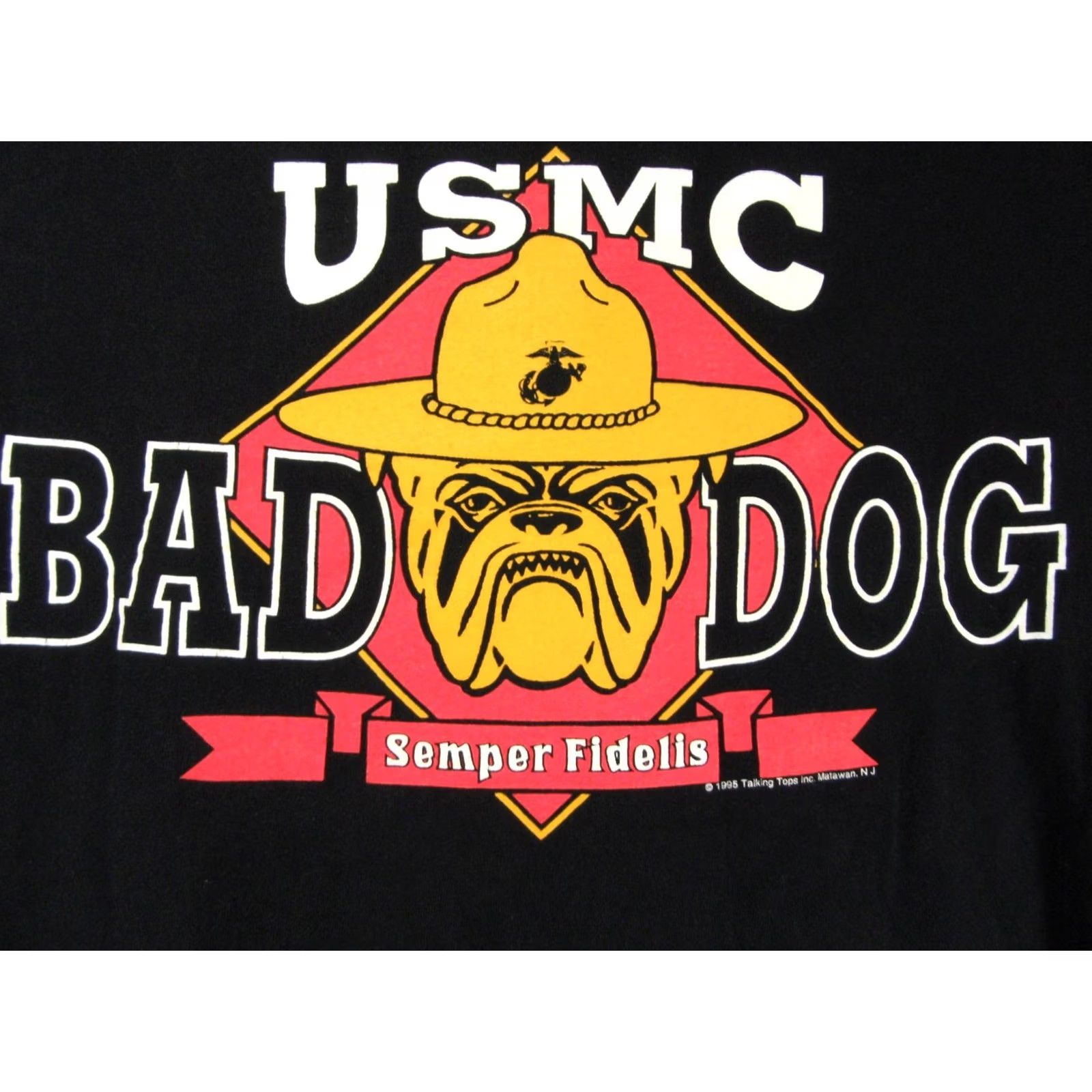 Vintage VINTAGE US MARINE Corps BAD DOG SEMPER FIDELIS BULLDOG T-Shirt Black M/L 80s 90s Men Size US M / EU 48-50 / 2 - 4 Thumbnail