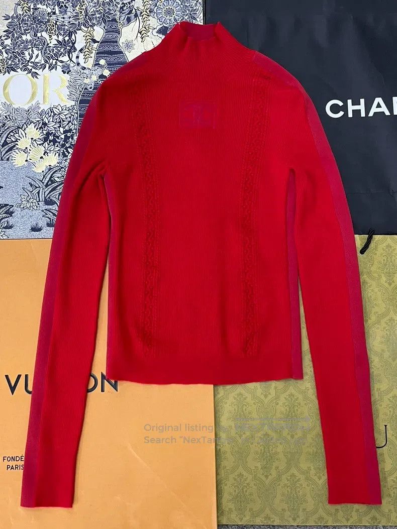 Chanel Chanel Ski series red double C wool long-sleeved sweater Size XXS / US 00 / IT 34 - 1 Thumbnail