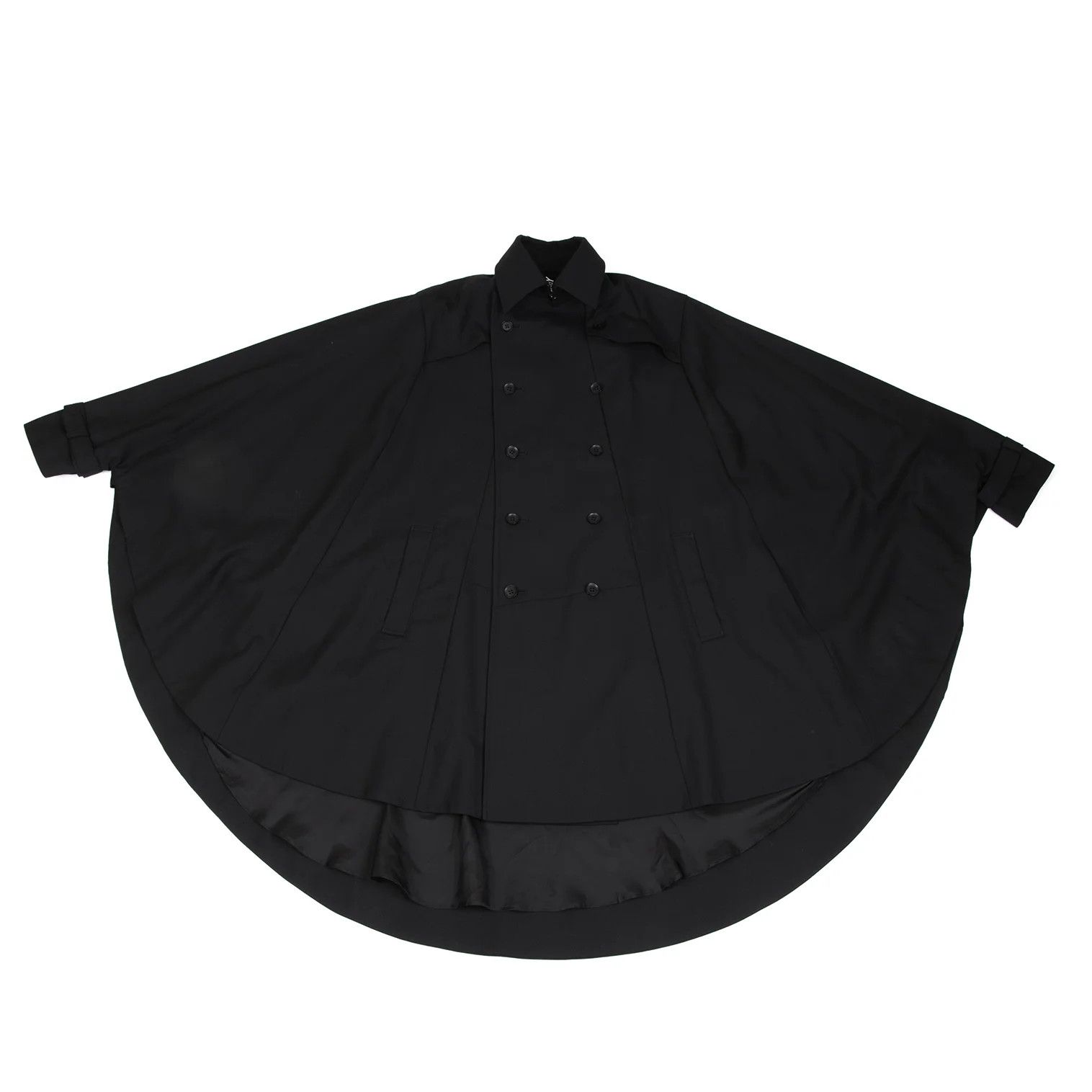 Yohji Yamamoto Wool-Poly Gabardine Trench Cape Coat in Black Size 3 Size US L / EU 52-54 / 3 - 2 Thumbnail