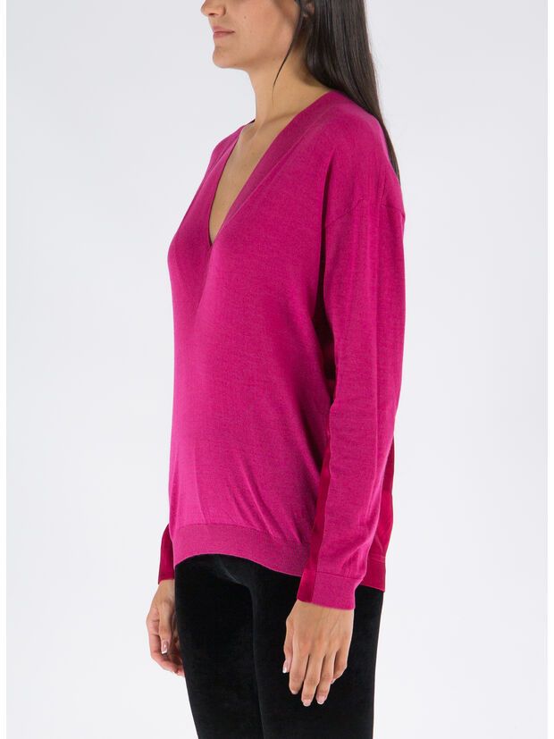 Tom Ford o1y0226 V-neck Cashmere Blend Sweater in Fuchsia Size S / US 4 / IT 40 - 2 Thumbnail