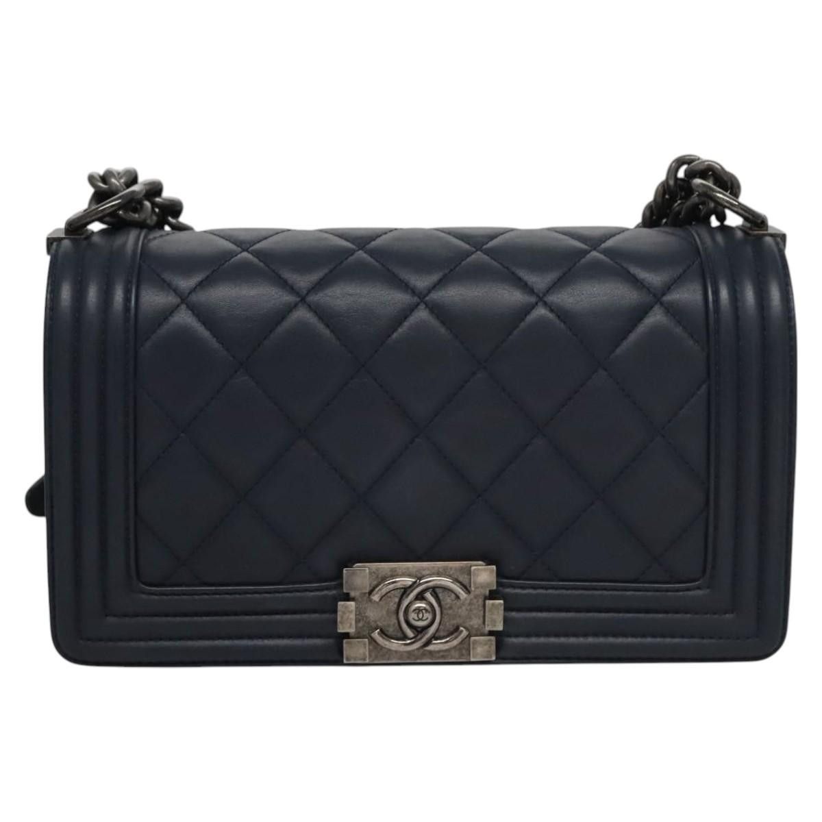 Chanel Boy Navy Leather Shoulder Bag (Pre-Owned) Size ONE SIZE - 1 Thumbnail