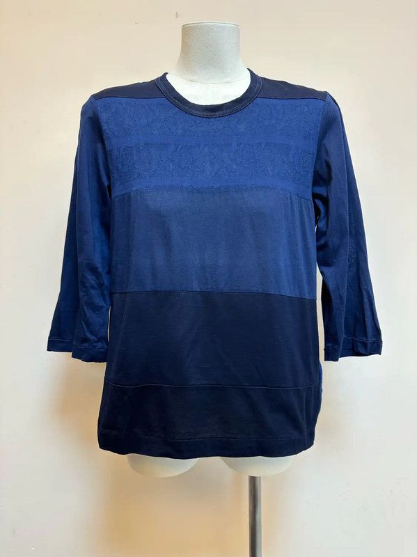 Comme des Garcons Comme des Garçons Blue Cotton Lace Long Sleeve Top 0089 Size S / US 4 / IT 40 - 1 Thumbnail