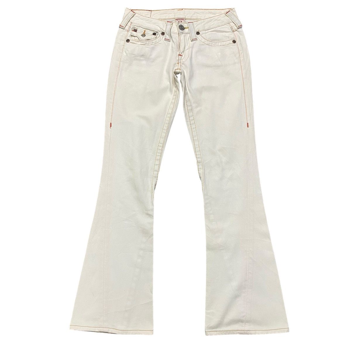 True Religion True Religion Off White Denim Flare Jeans Size 26" / US 2 / IT 38 - 2 Thumbnail