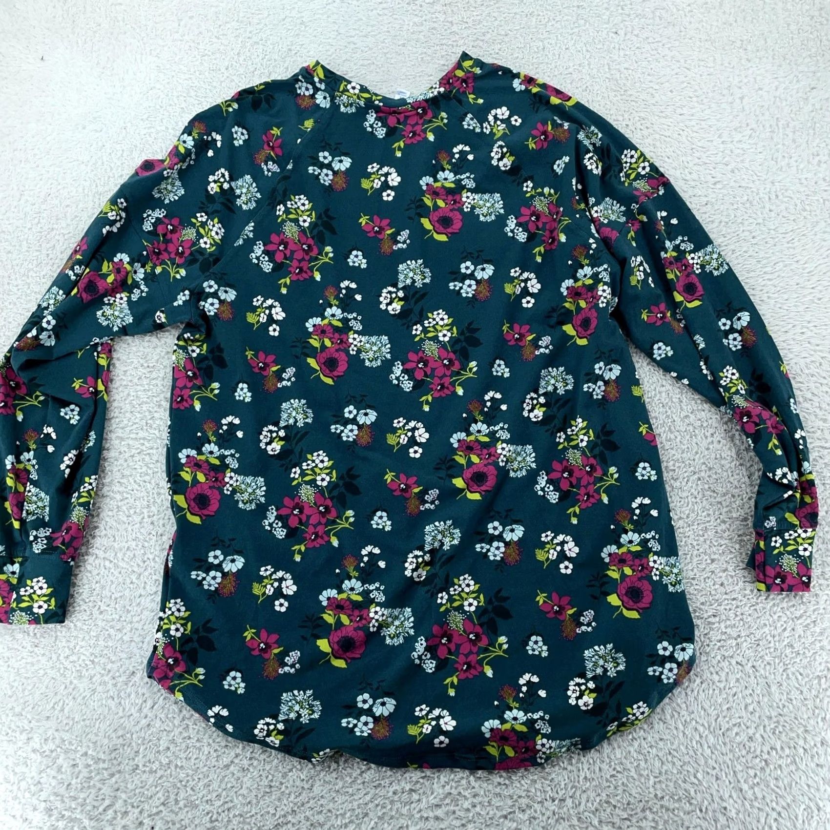 Vintage LuLaRoe Erin Shirt Womens XL Green Floral Long Sleeve Tunic Crew Neck Size XL / US 12-14 / IT 48-50 - 3 Thumbnail