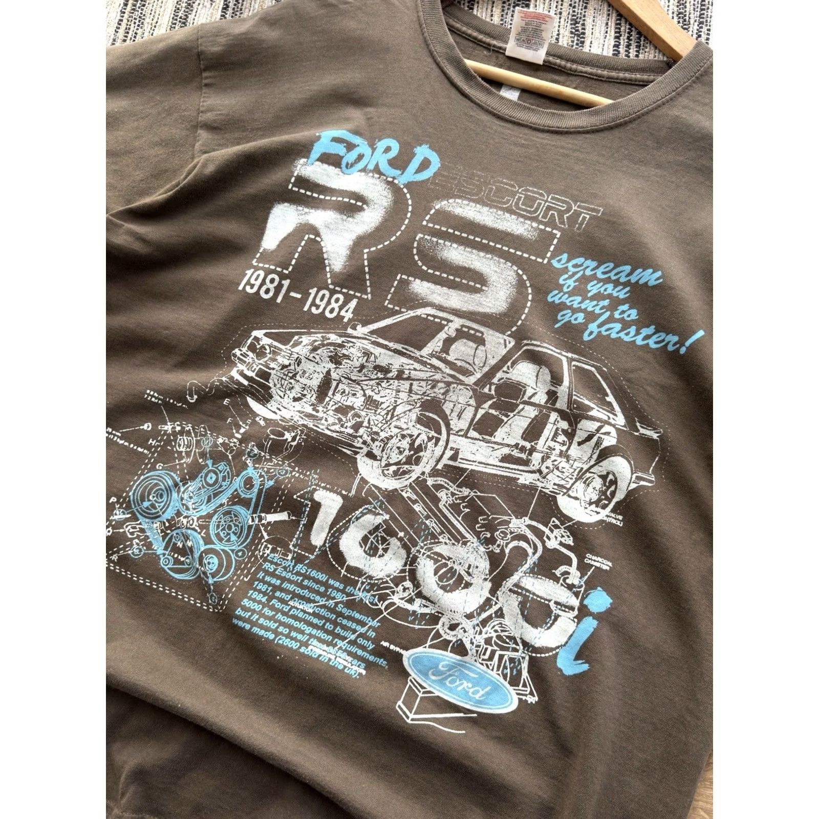 Ford VINTAGE Ford Racing T-Shirt Mens L Brown 90s Racing Car Logo Shirt Size US L / EU 52-54 / 3 - 4 Thumbnail