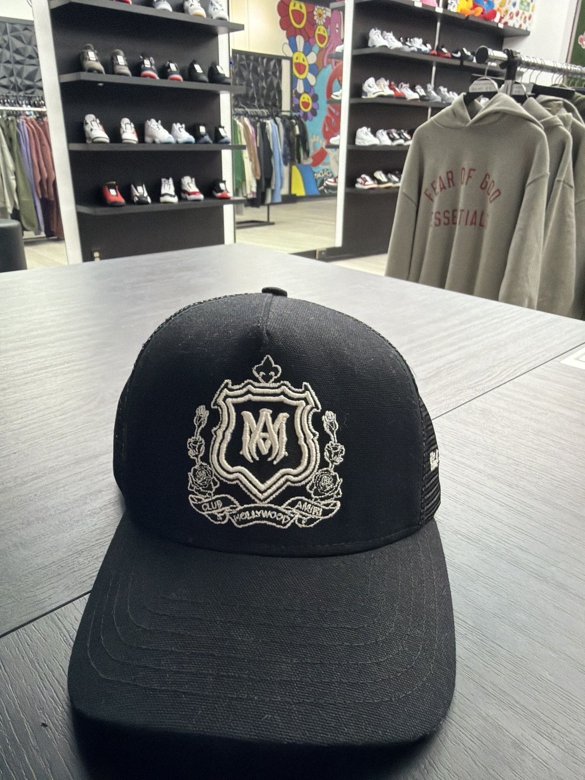 Amiri Amiri MA Crest Trucker Hat Black Size ONE SIZE - 1 Thumbnail