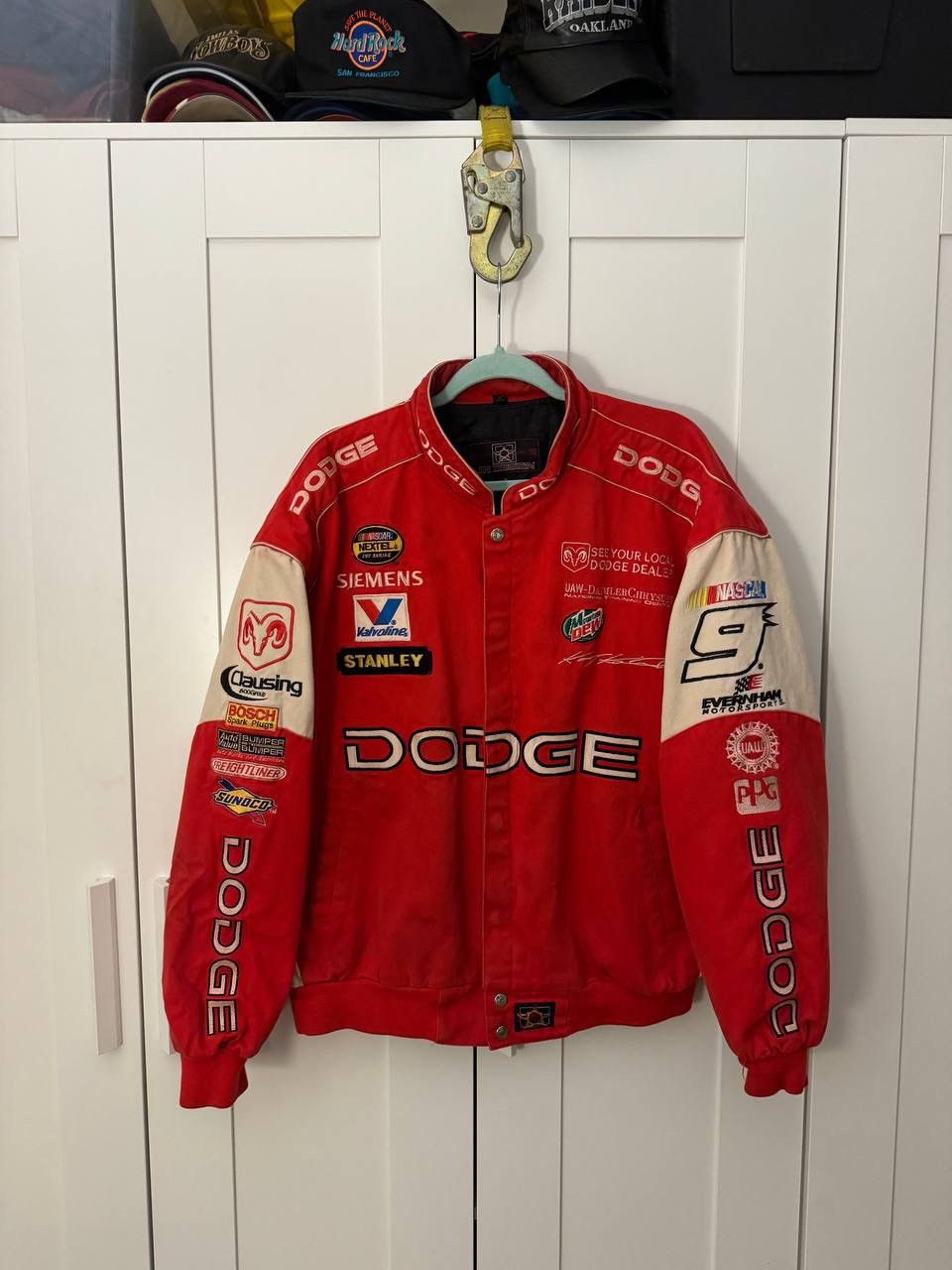 image of Jacket Nascar (Jh Design)Red Dodge Racing Embroidered, Men's (Size XL)