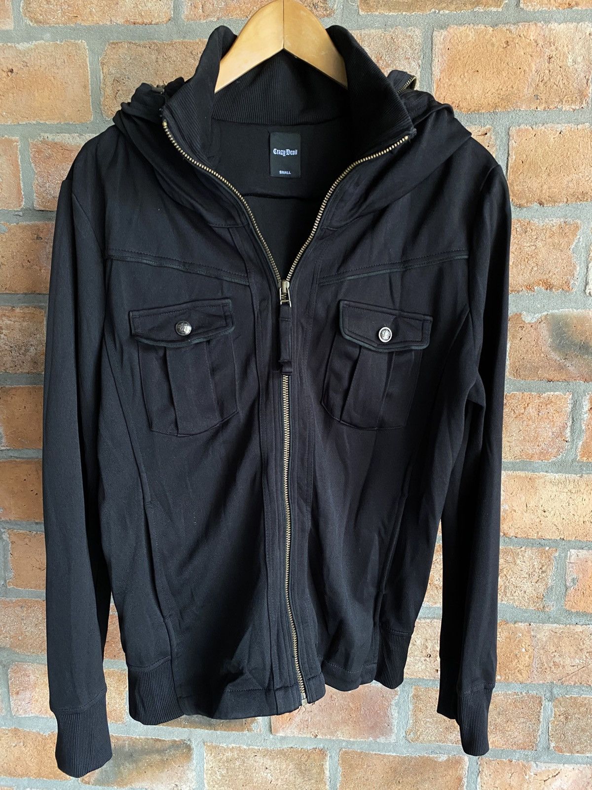 Other Crazy Devil Black Punk Zip Hoodie Jacket with Front Pockets. Size US S / EU 44-46 / 1 - 7 Thumbnail