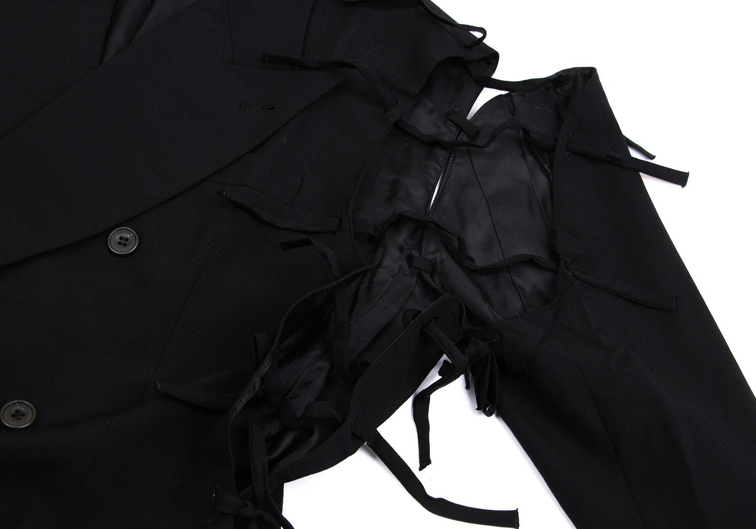 Jean Paul Gaultier Ribbon-Detach Design Wool Jacket in Black Size 50 Size US M / EU 48-50 / 2 - 13 Thumbnail