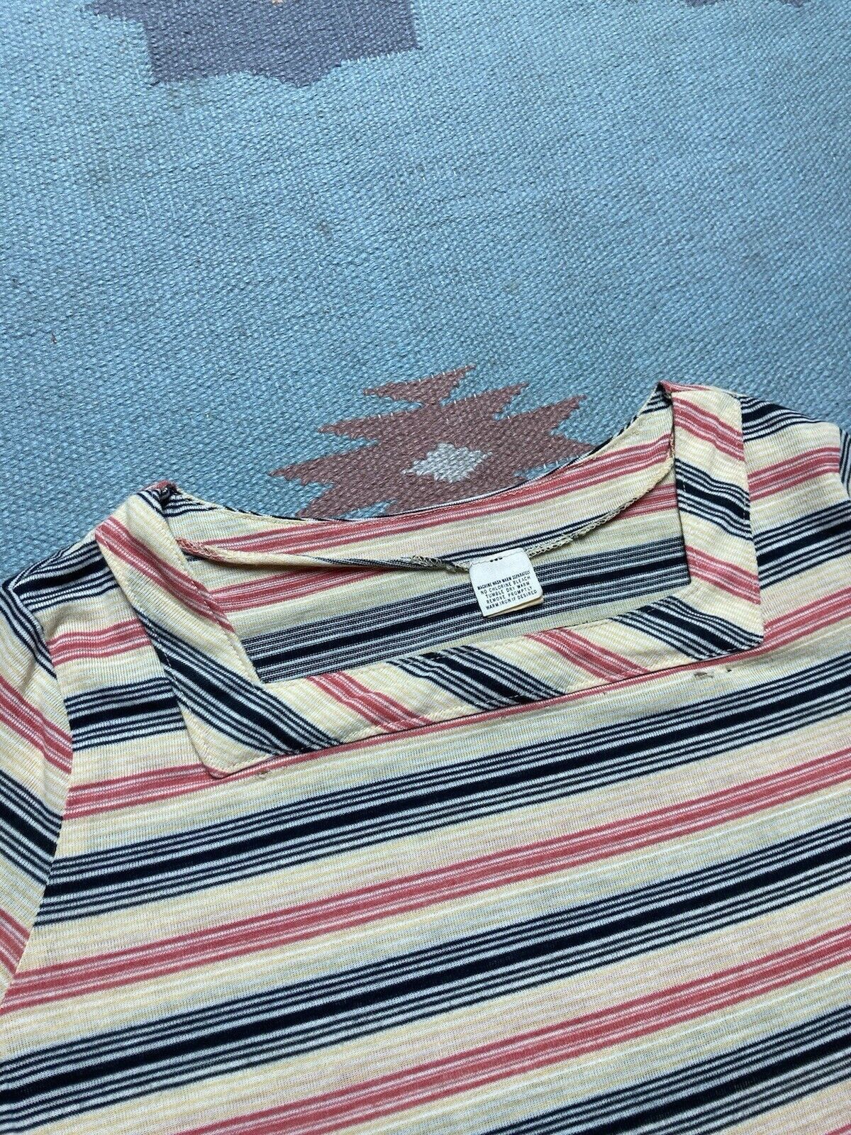 Vintage VTG 70s striped t shirt thin soft worn wide neck women’s L Size L / US 10 / IT 46 - 2 Thumbnail