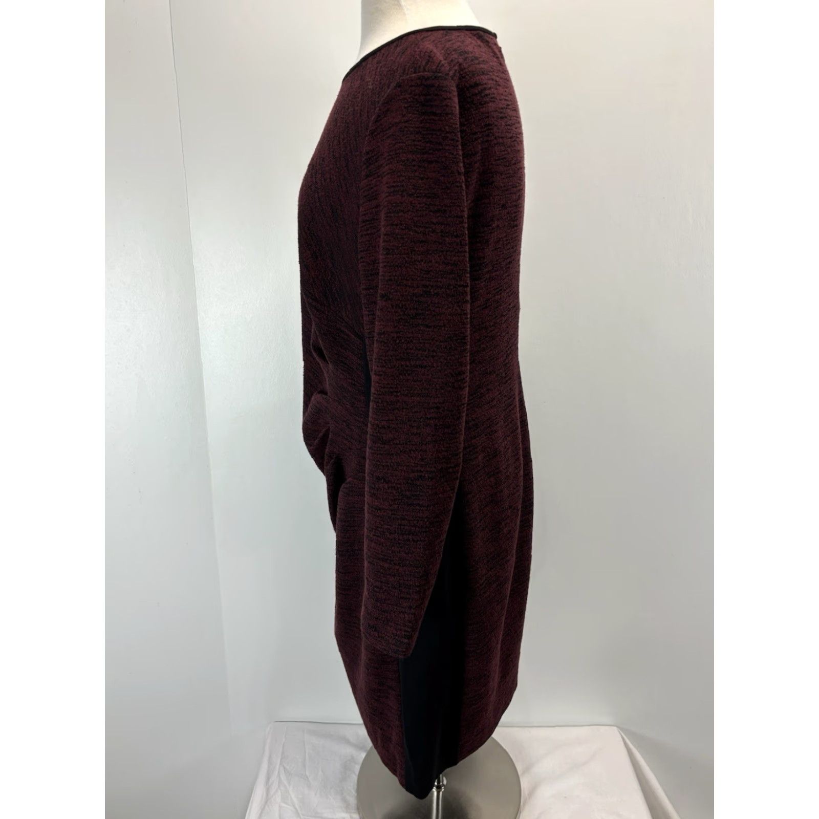 Ralph Lauren VINTAGE Lauren Ralph Lauren Women’s Sheath Dress Size 16 Knee-Length 2 Tone Maroon Black Stretch Office Career Size XXL / US 16-18 / IT 52-54 - 2 Thumbnail