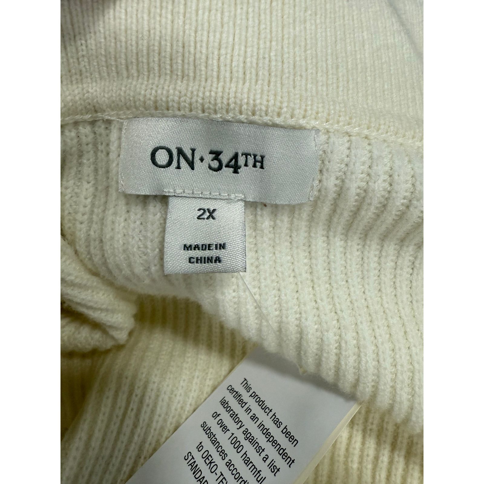 Macys On 34th Macys Plus Sweater sz 2X Collared Cream NEW #G589 Size XXL / US 16-18 / IT 52-54 - 7 Thumbnail