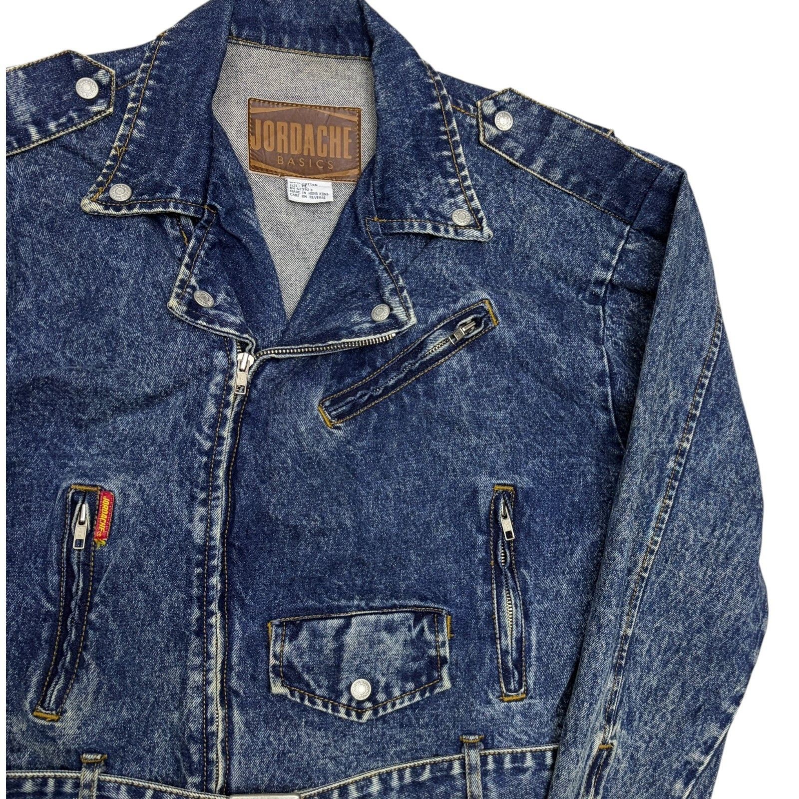 Jordache VINTAGE 90s JORDACHE Jean Jacket Retro Cropped Coat Medium Size M / US 6-8 / IT 42-44 - 6 Thumbnail