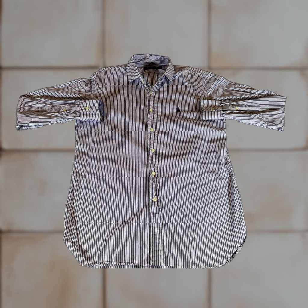 Polo Ralph Lauren Ralph Lauren Shirt Mens 15.5 Purple Stripe Button Polo Dress Shirt Size 42R - 1 Thumbnail
