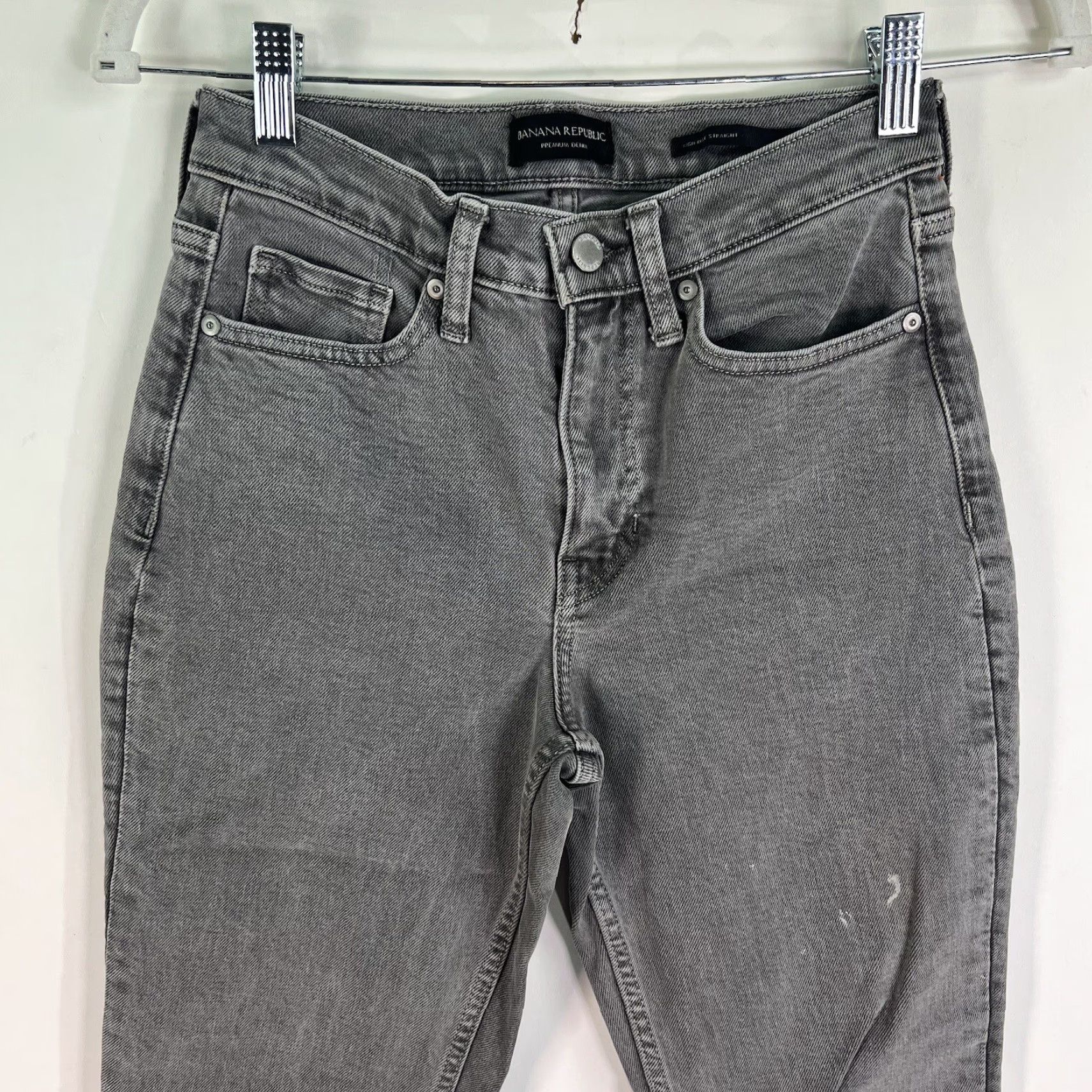 Banana Republic VINTAGE Banana Republic High Waist Stretch Ruff Hem Denim Jeans Womens SZ26 Black 24X26 Size 26" / US 2 / IT 38 - 2 Thumbnail