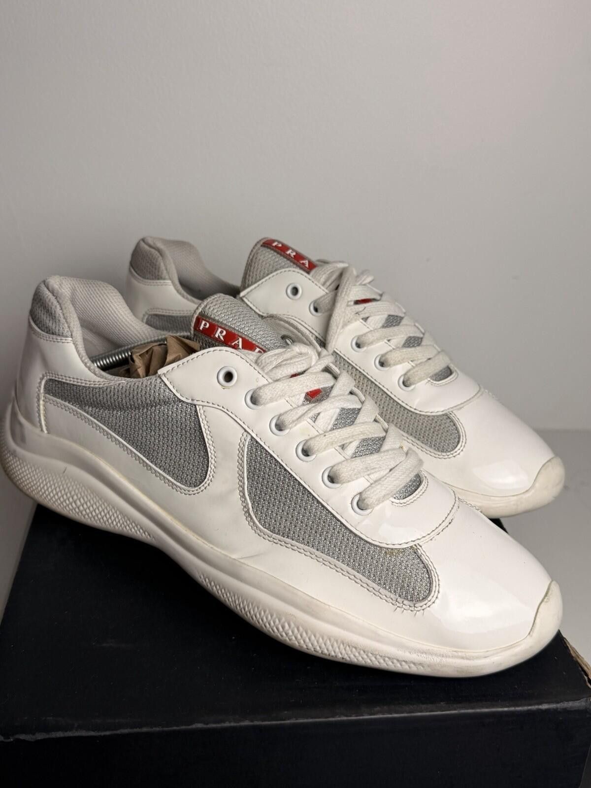 Prada Prada America’s Cup Sneakers White Leather & Mesh SZ 9 Good Size US 9 / EU 42 - 1 Thumbnail