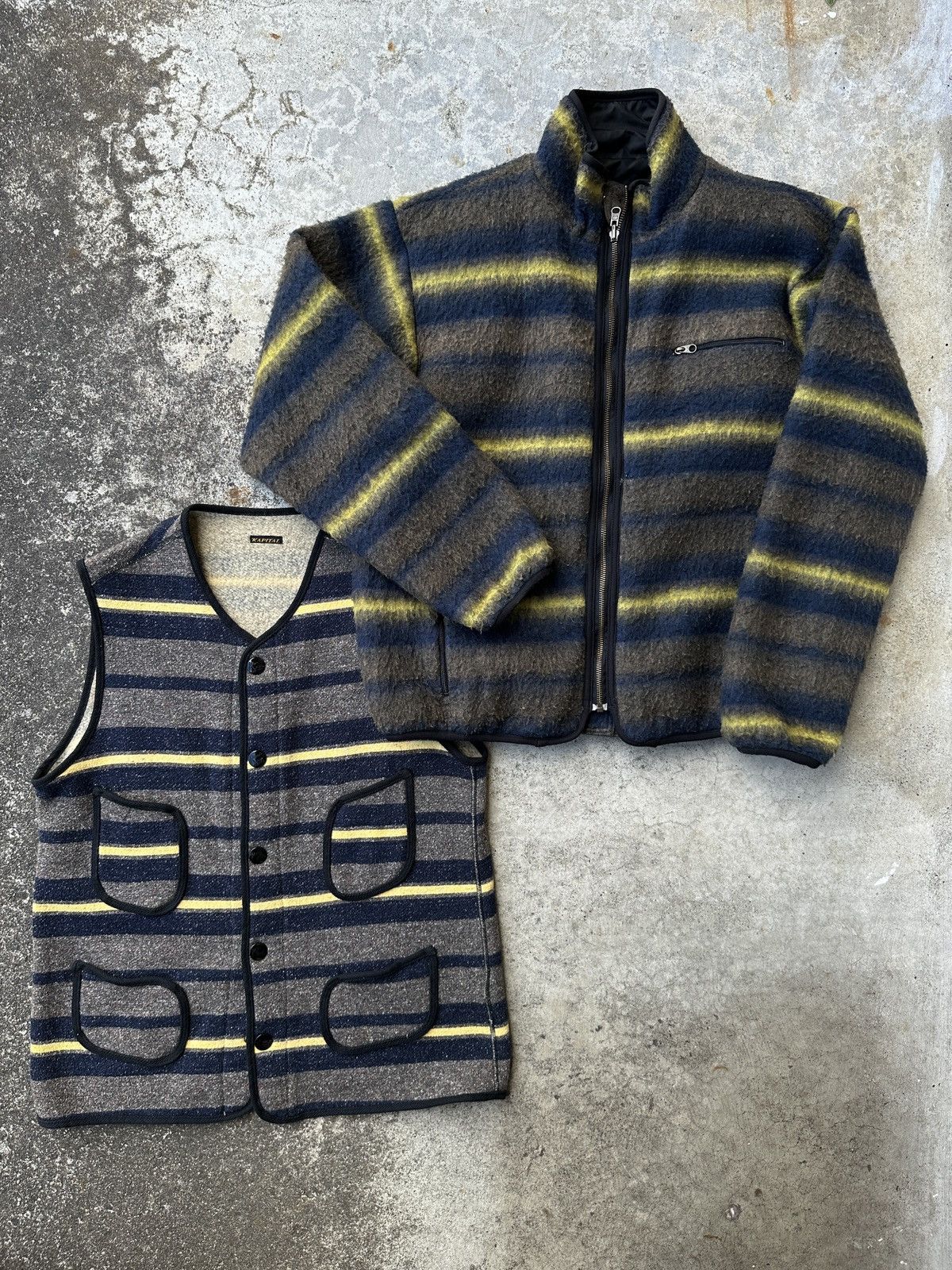 Kapital Blanket Striped Mohair Fleece Brown’s Beach Vest Reversible Size US L / EU 52-54 / 3 - 1 Thumbnail