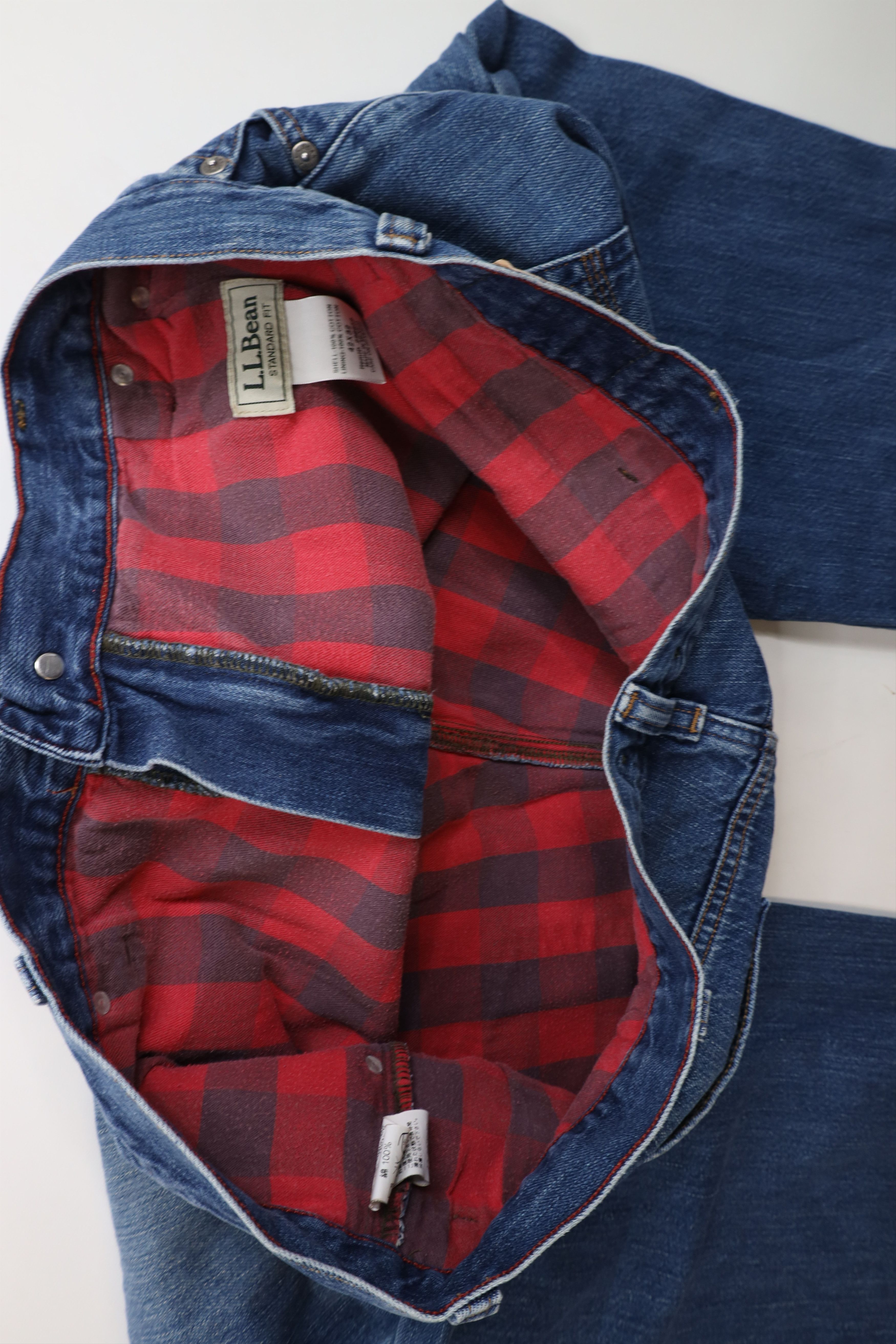 L.L. Bean × Vintage Vintage LL Bean Flannel Lined Wide Leg Denim Jeans Blue Size US 42 / EU 58 - 9 Thumbnail