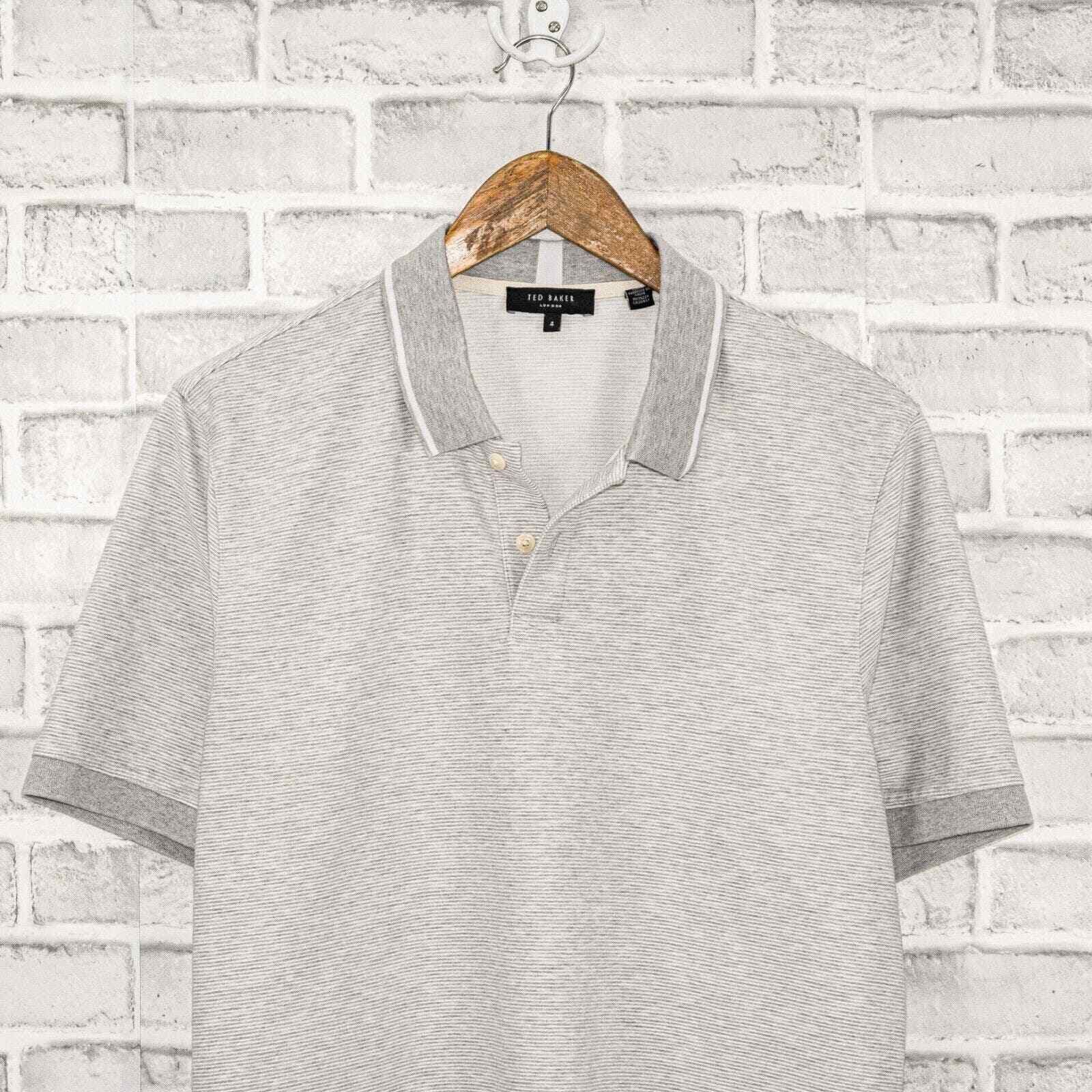 Ted Baker Ted Baker Ellerby Stripe Polo Shirt Short Sleeve light gray Size US L / EU 52-54 / 3 - 3 Thumbnail