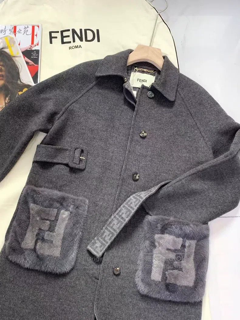 Fendi Fendi Classic Fur Lined Logo Embellished Coat Jacket Size 4XL / US 24-26 - 5 Thumbnail