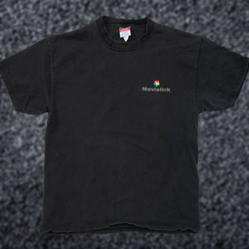 Champion VINTAGE Champion MovieLink Promo T-Shirt L Men Black 90s Logo Crew Neck Short Sleeve Vintage Yes Boys Girls Mens Womens Size US L / EU 52-54 / 3 - 1 Thumbnail