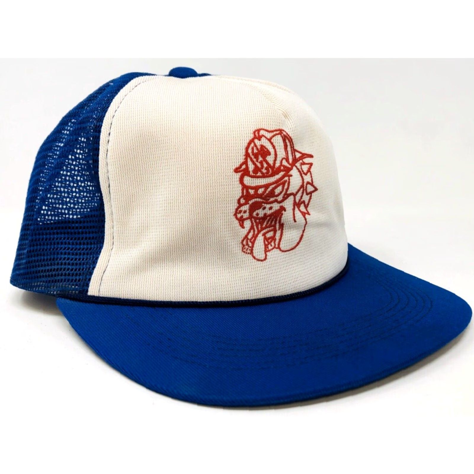 Vintage VINTAGE Blue White Snapback Trucker Hat Cap Firefighter Fireman Bulldog Dog Men Adjustable Cap Size ONE SIZE - 2 Thumbnail