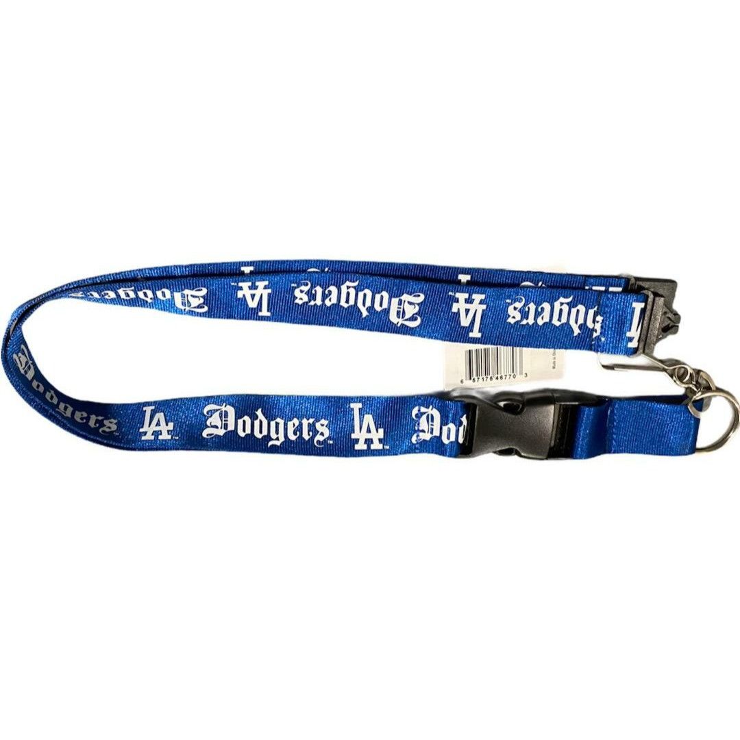 MLB LOS ANGELES DODGERS 2-Sided Lanyard Keychain Old English Fon Size ONE SIZE - 2 Thumbnail